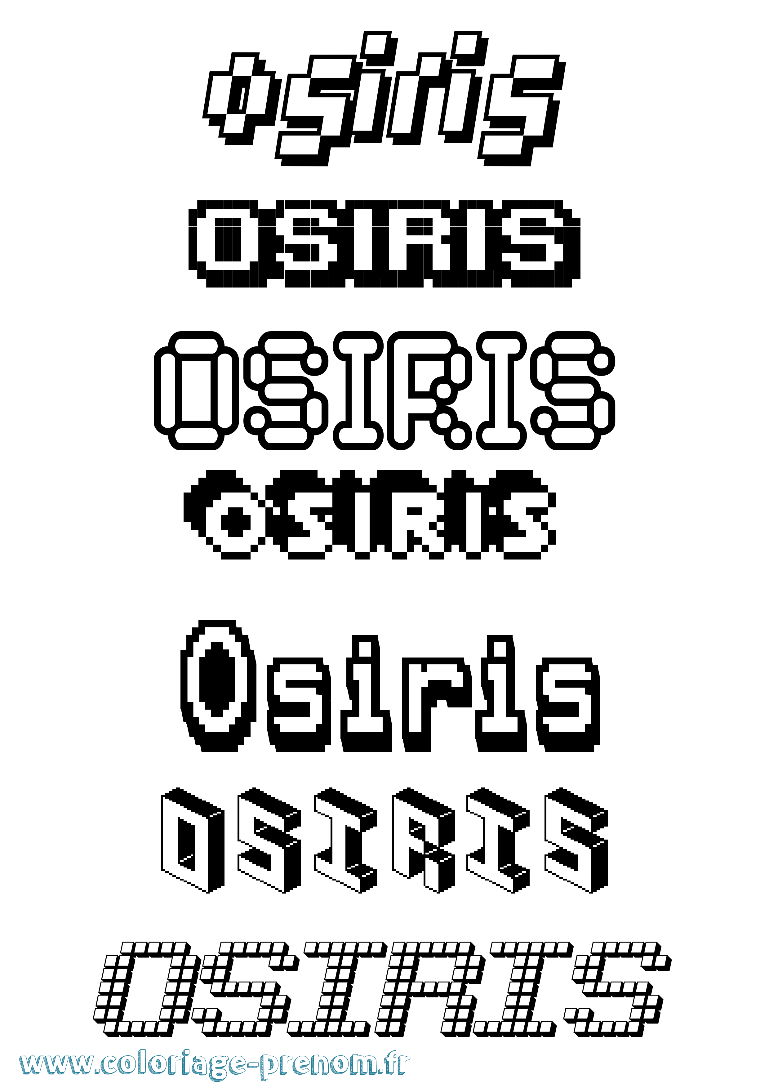 Coloriage prénom Osiris Pixel