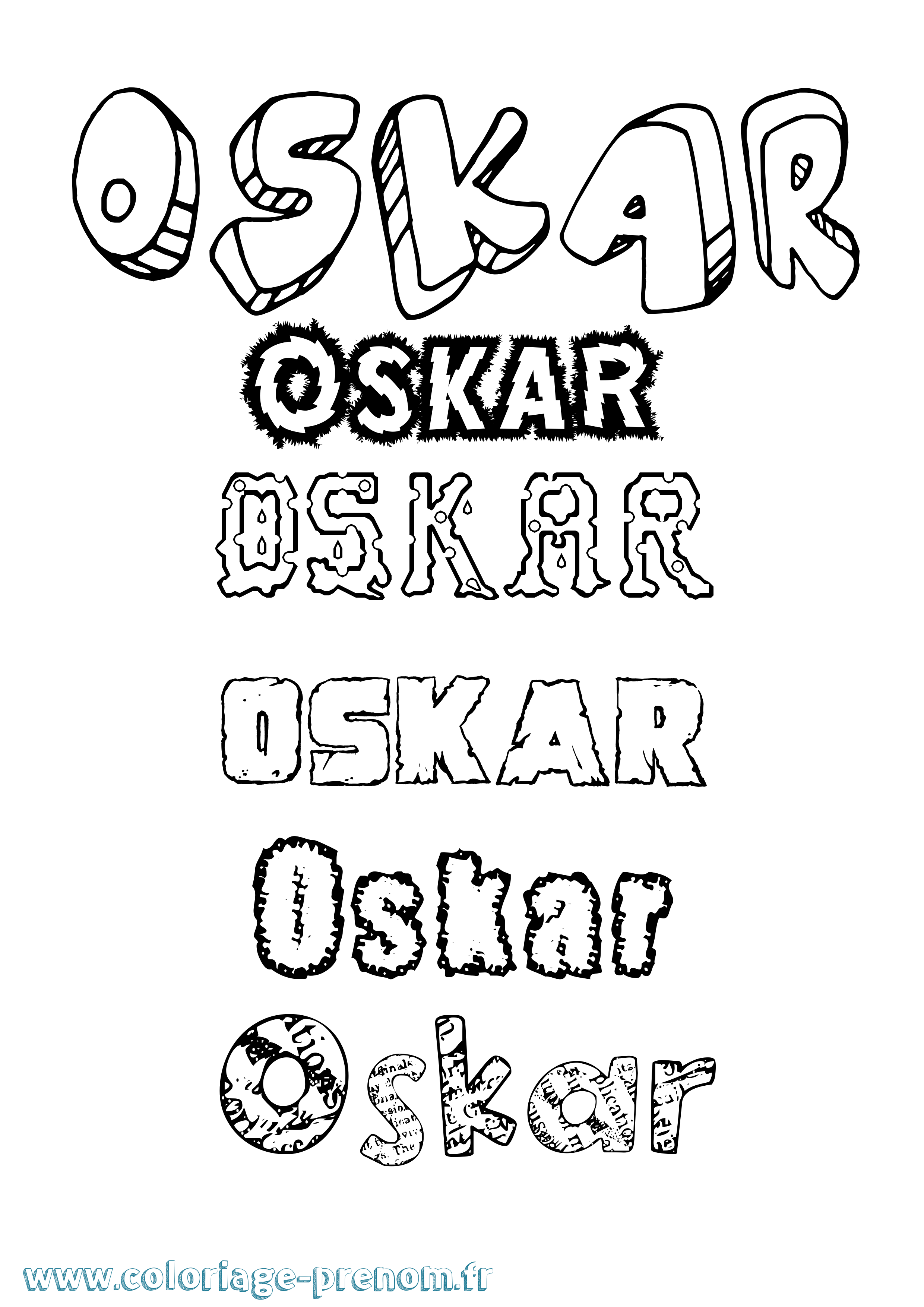 Coloriage prénom Oskar Destructuré