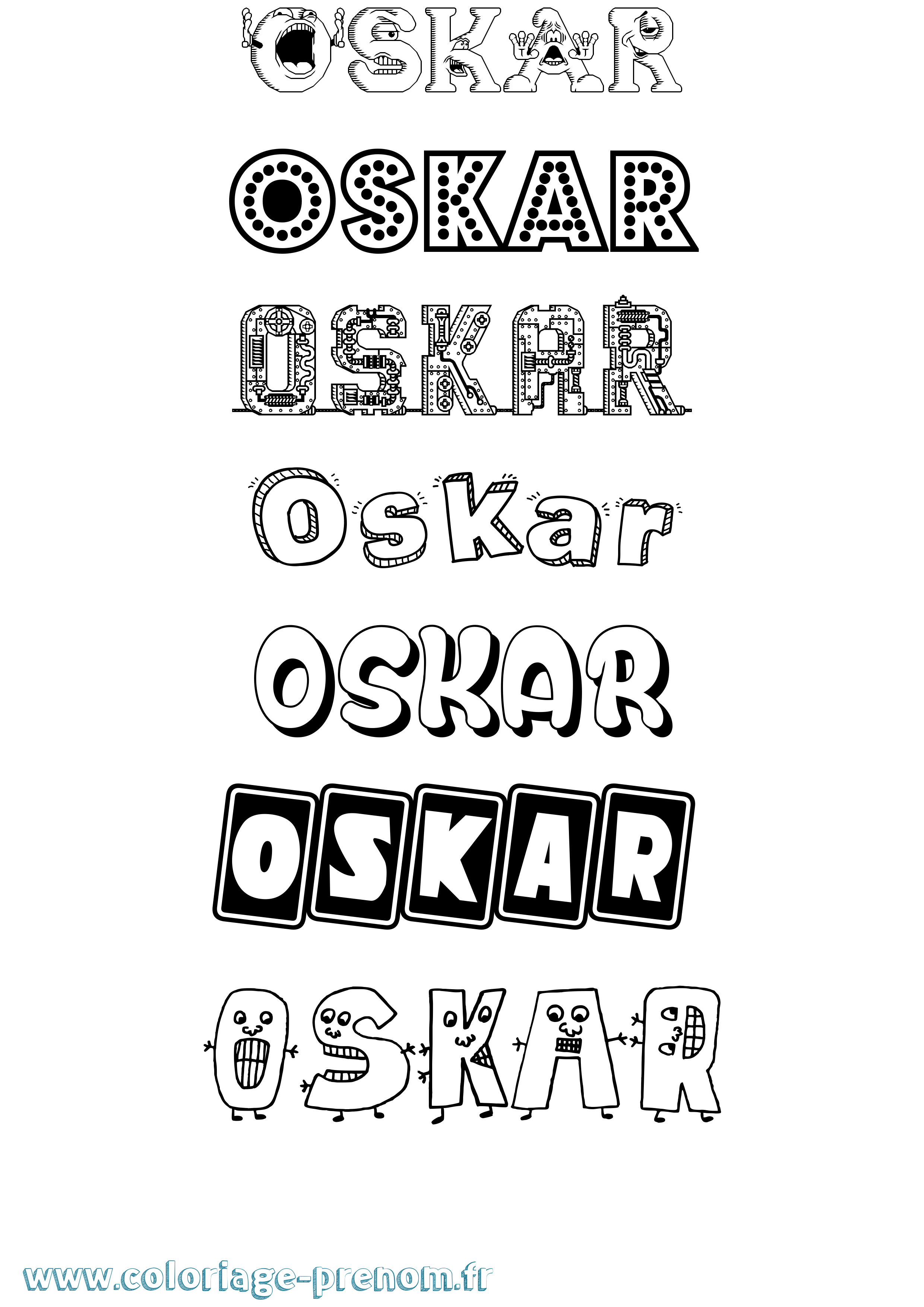 Coloriage prénom Oskar Fun