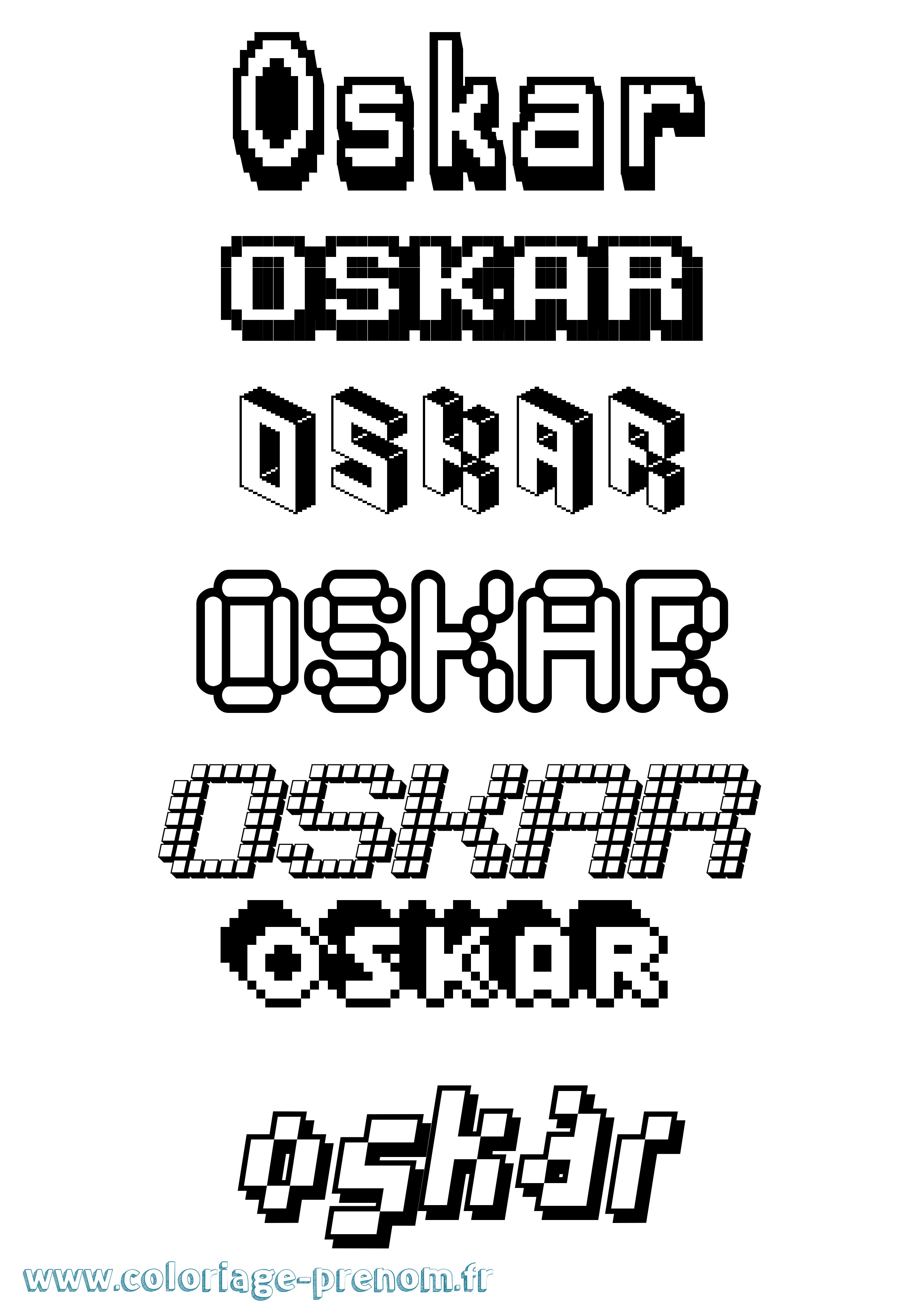 Coloriage prénom Oskar Pixel