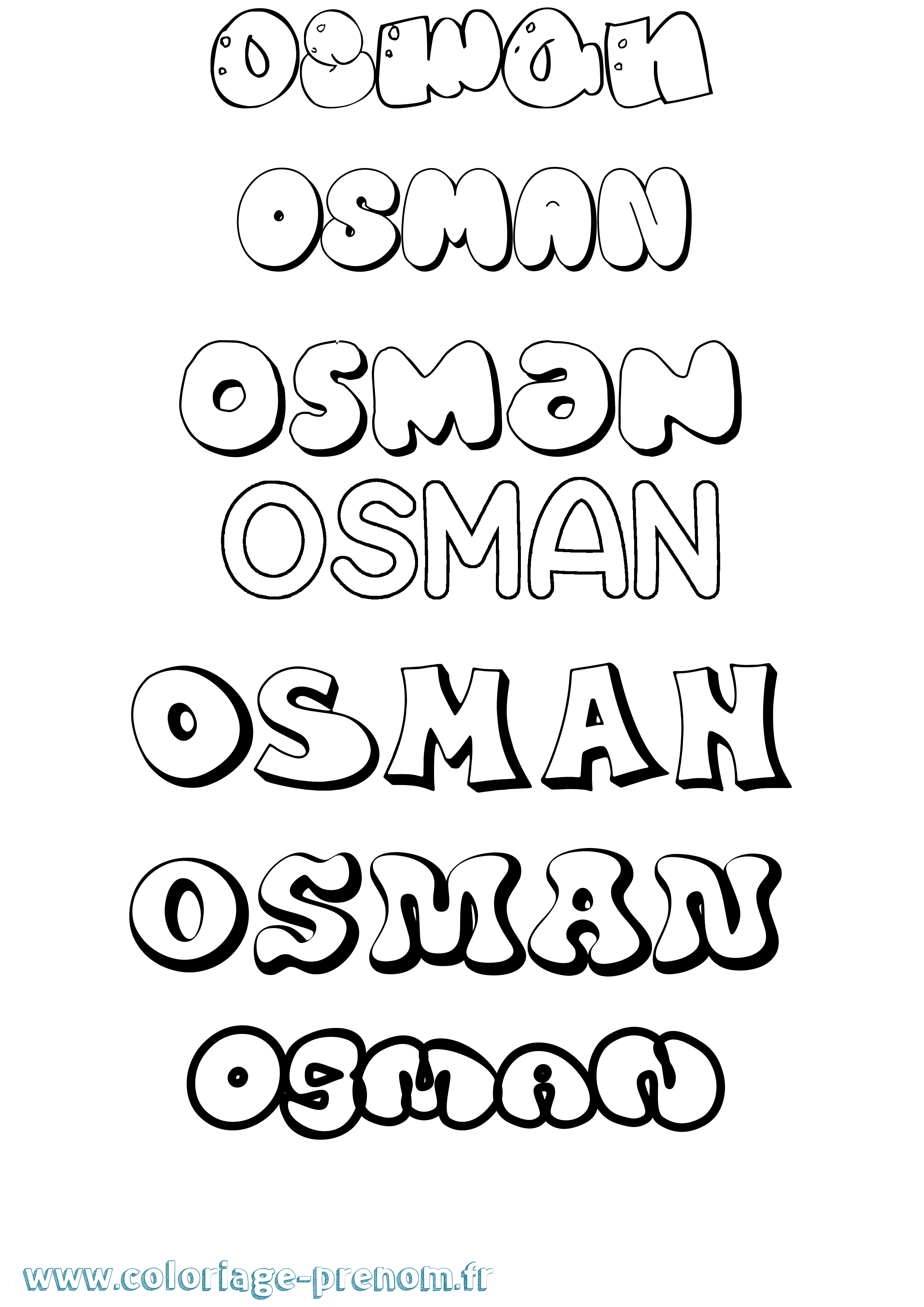 Coloriage prénom Osman Bubble