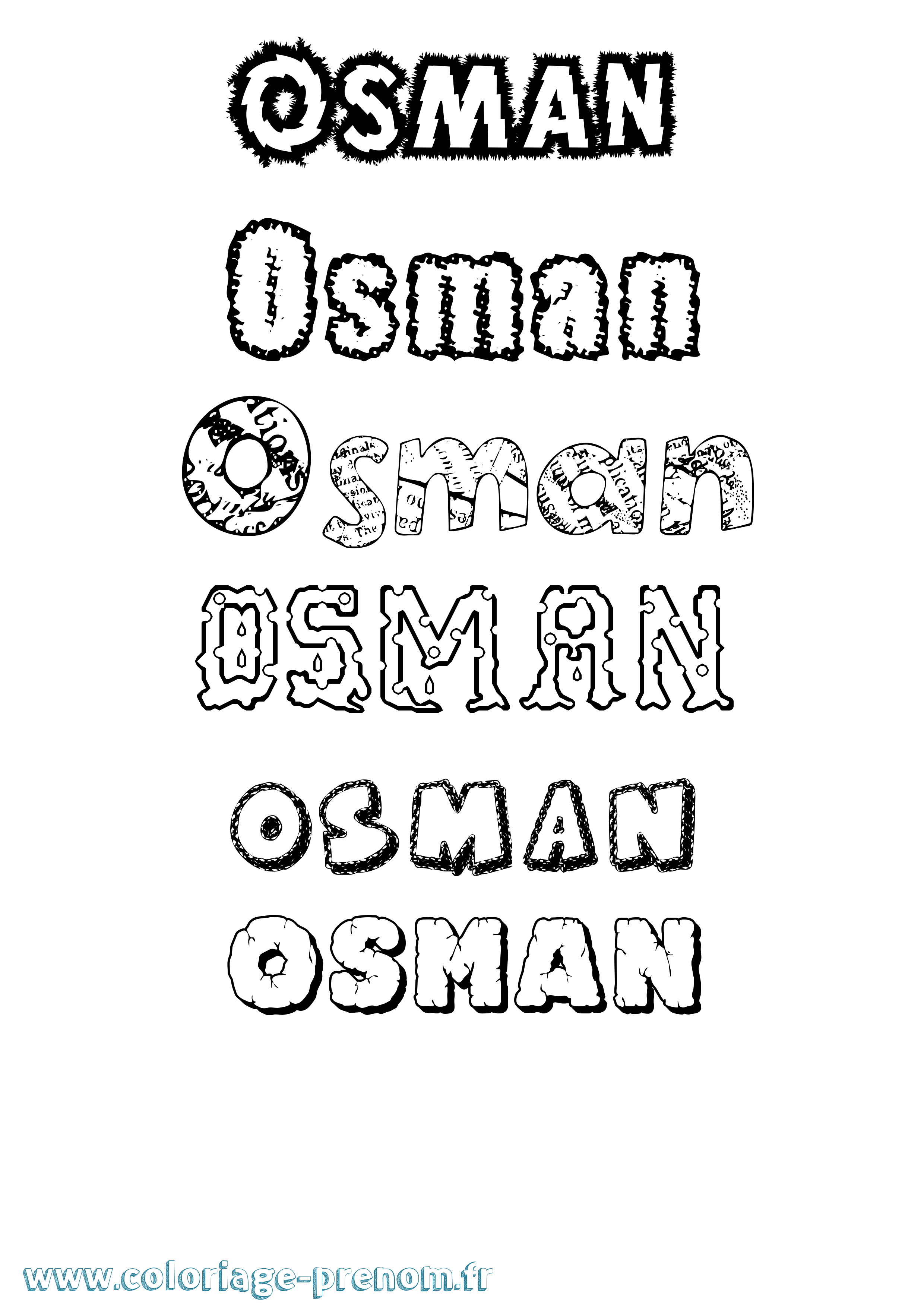 Coloriage prénom Osman Destructuré