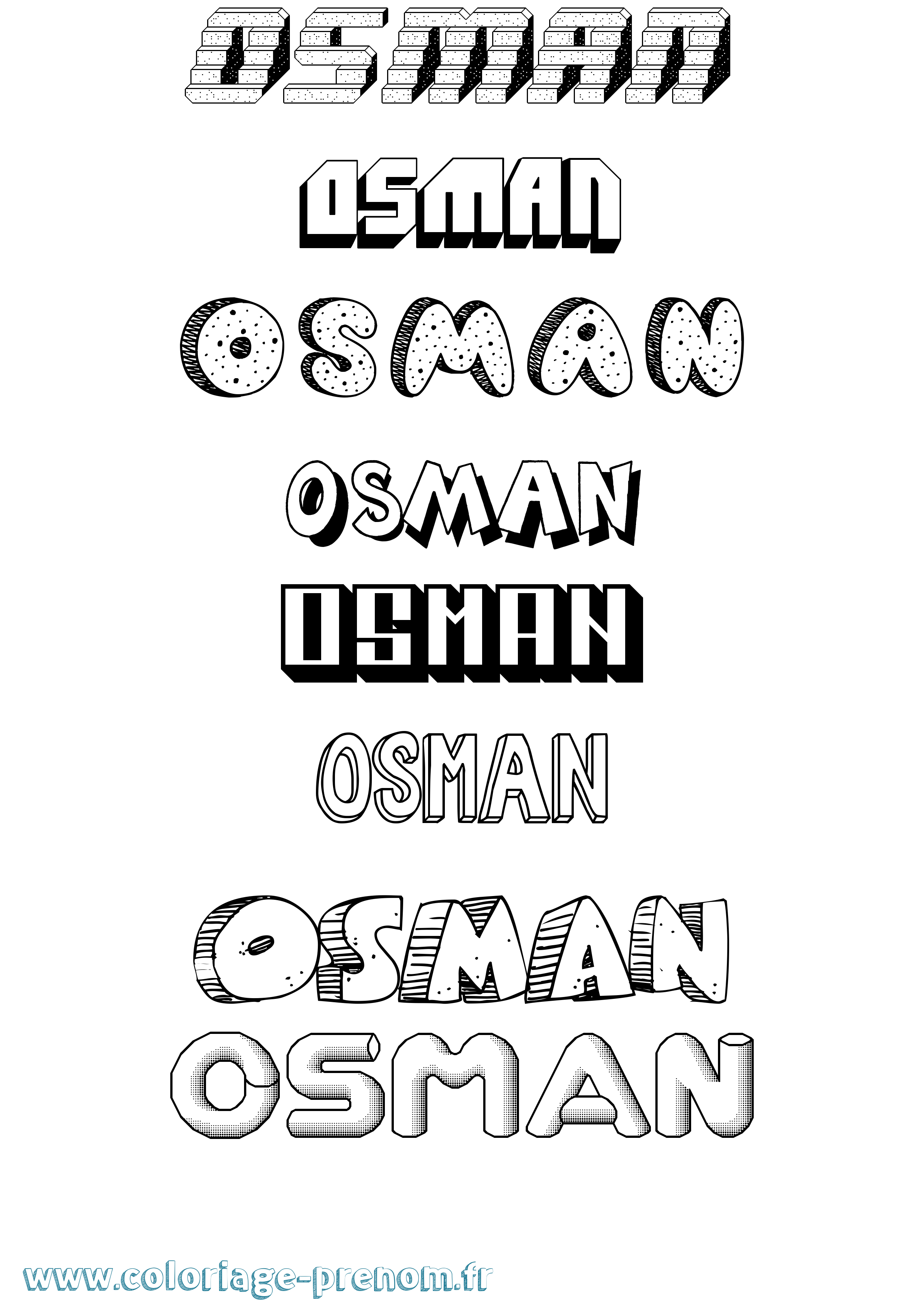 Coloriage prénom Osman Effet 3D