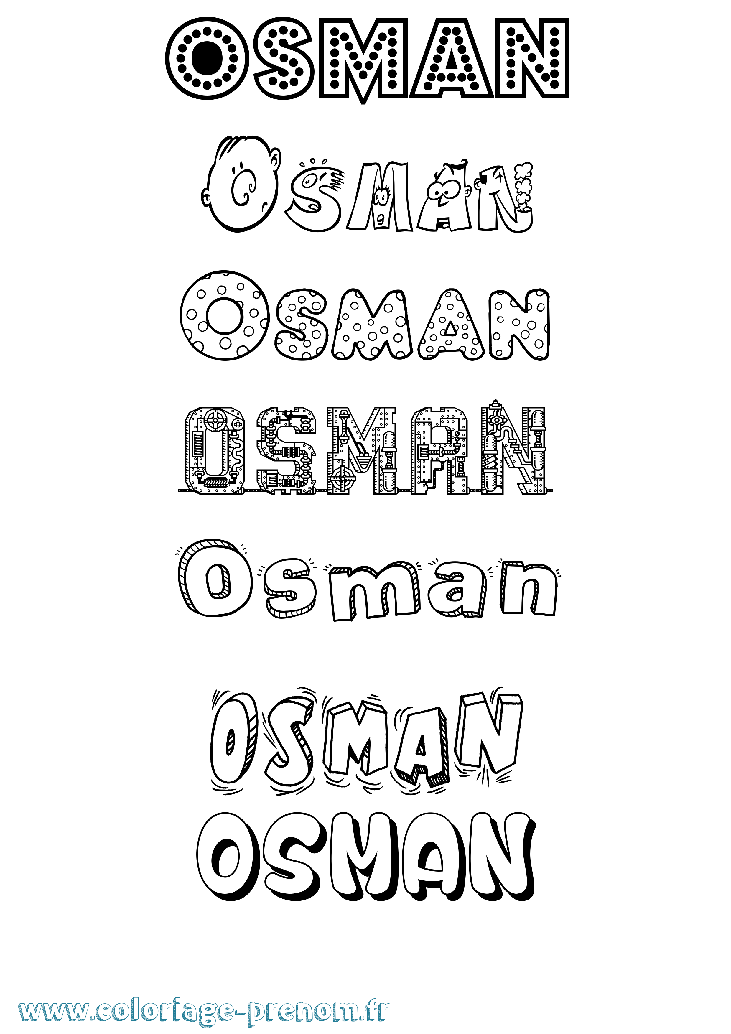 Coloriage prénom Osman Fun