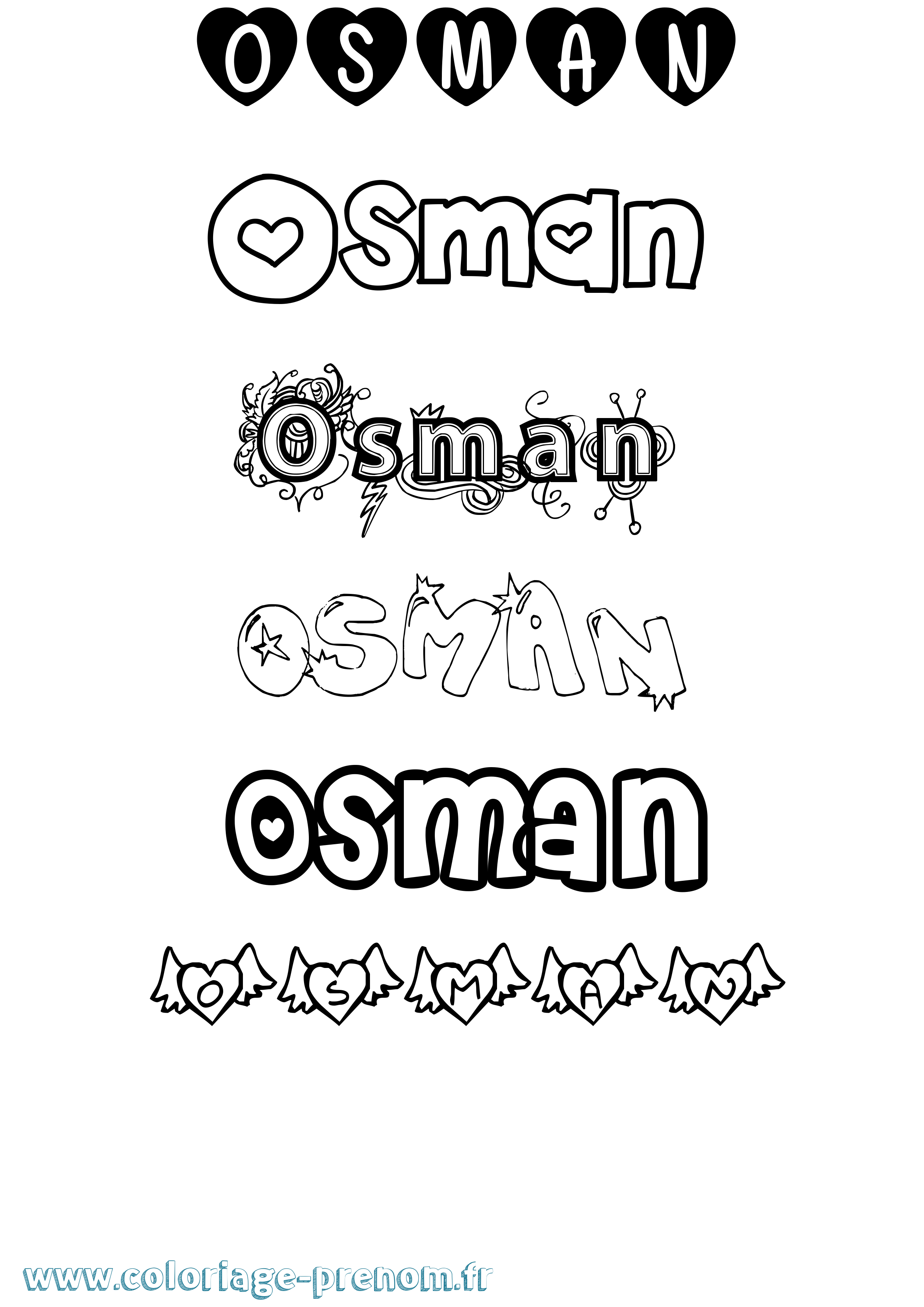 Coloriage prénom Osman Girly