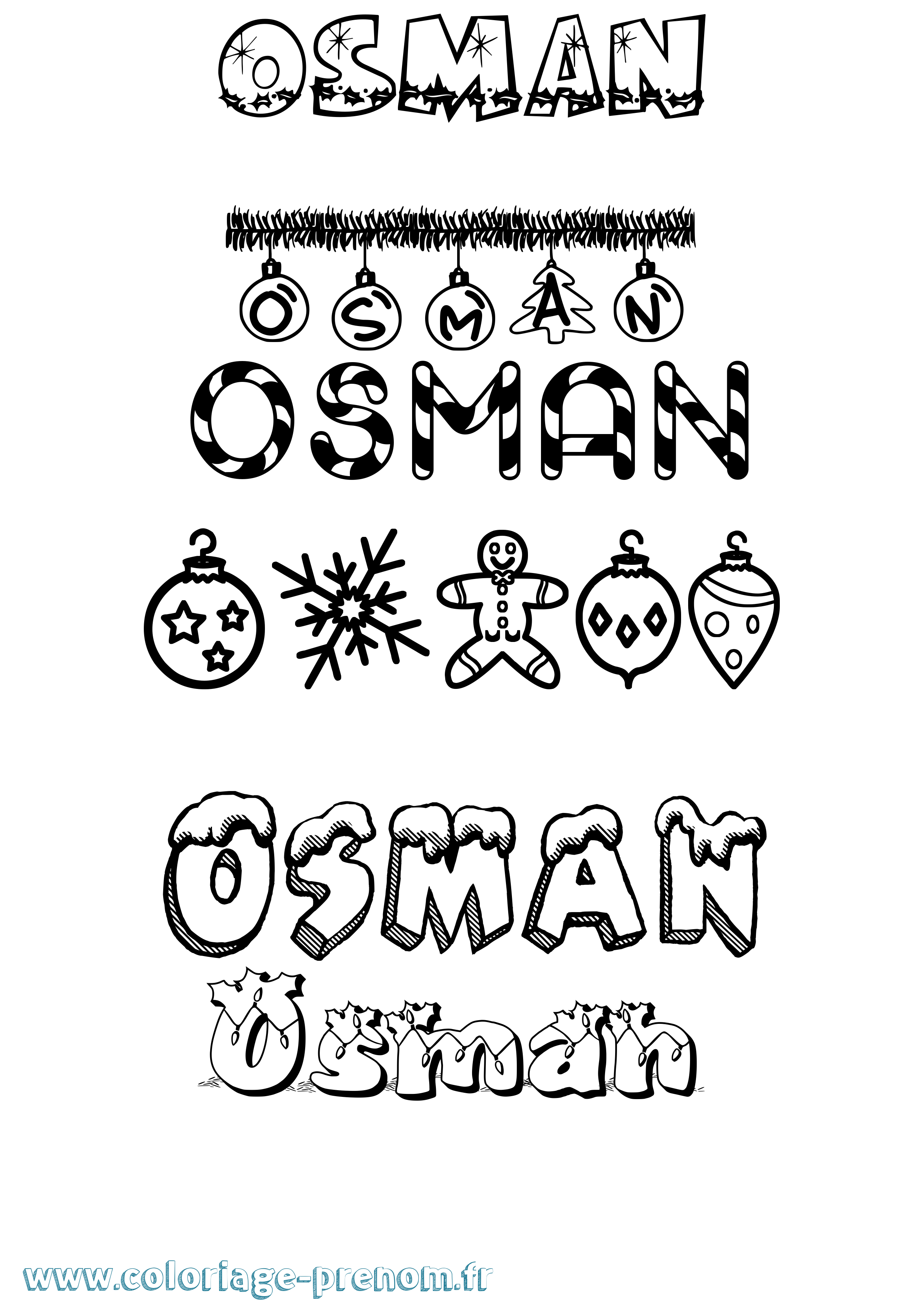 Coloriage prénom Osman Noël