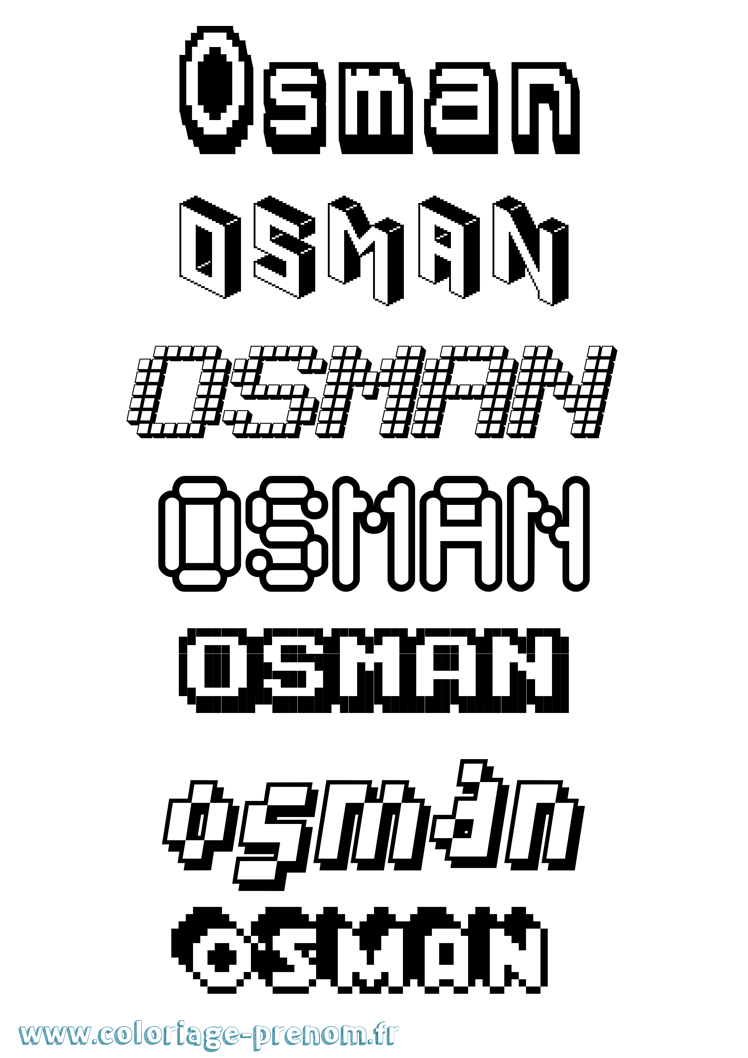 Coloriage prénom Osman Pixel