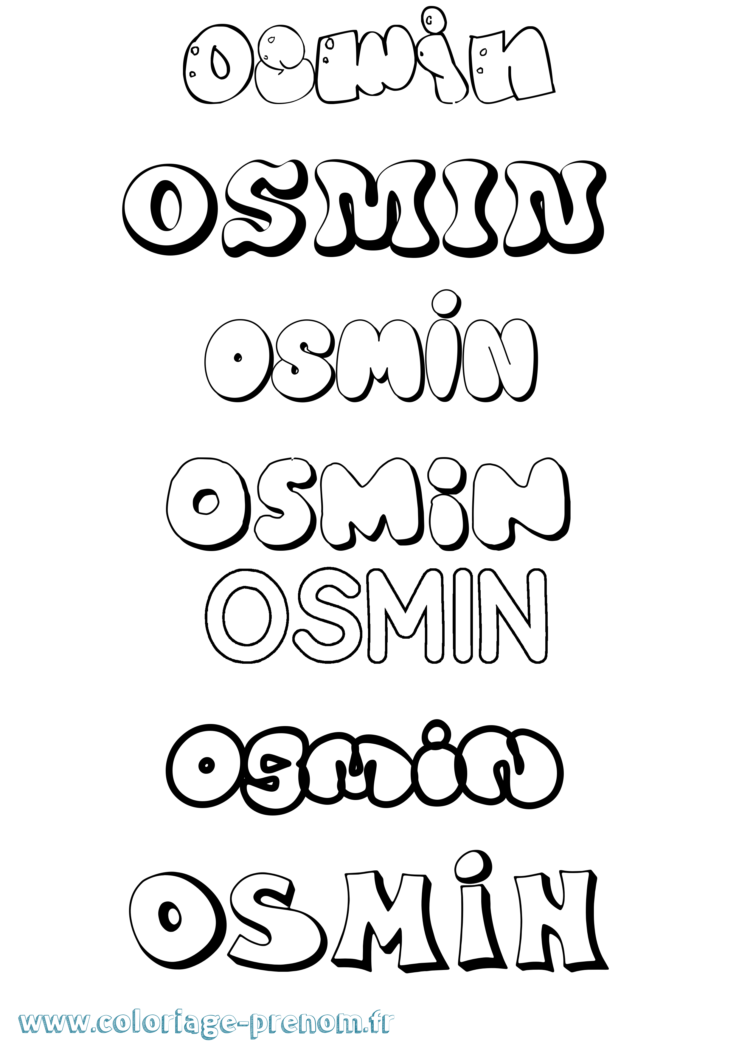 Coloriage prénom Osmin Bubble