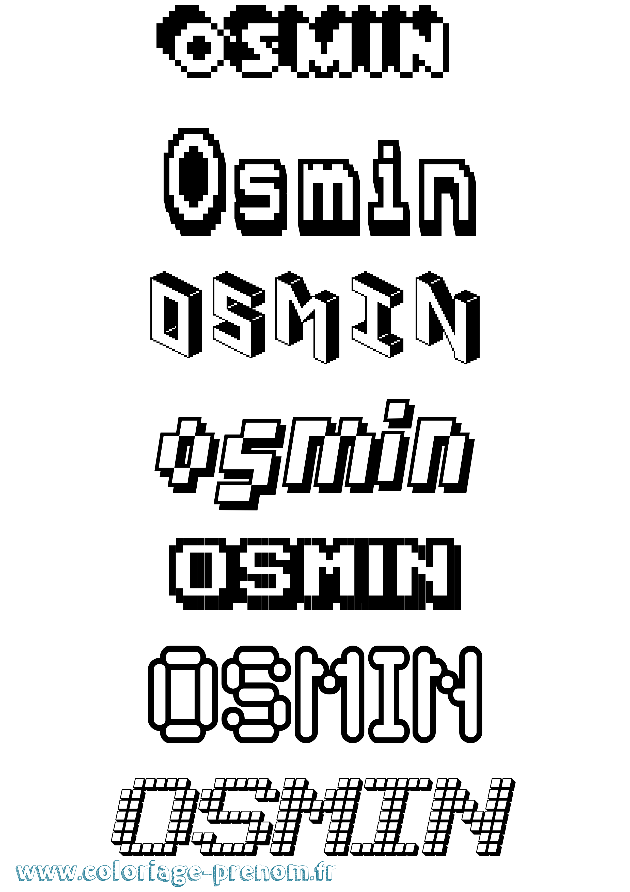 Coloriage prénom Osmin Pixel