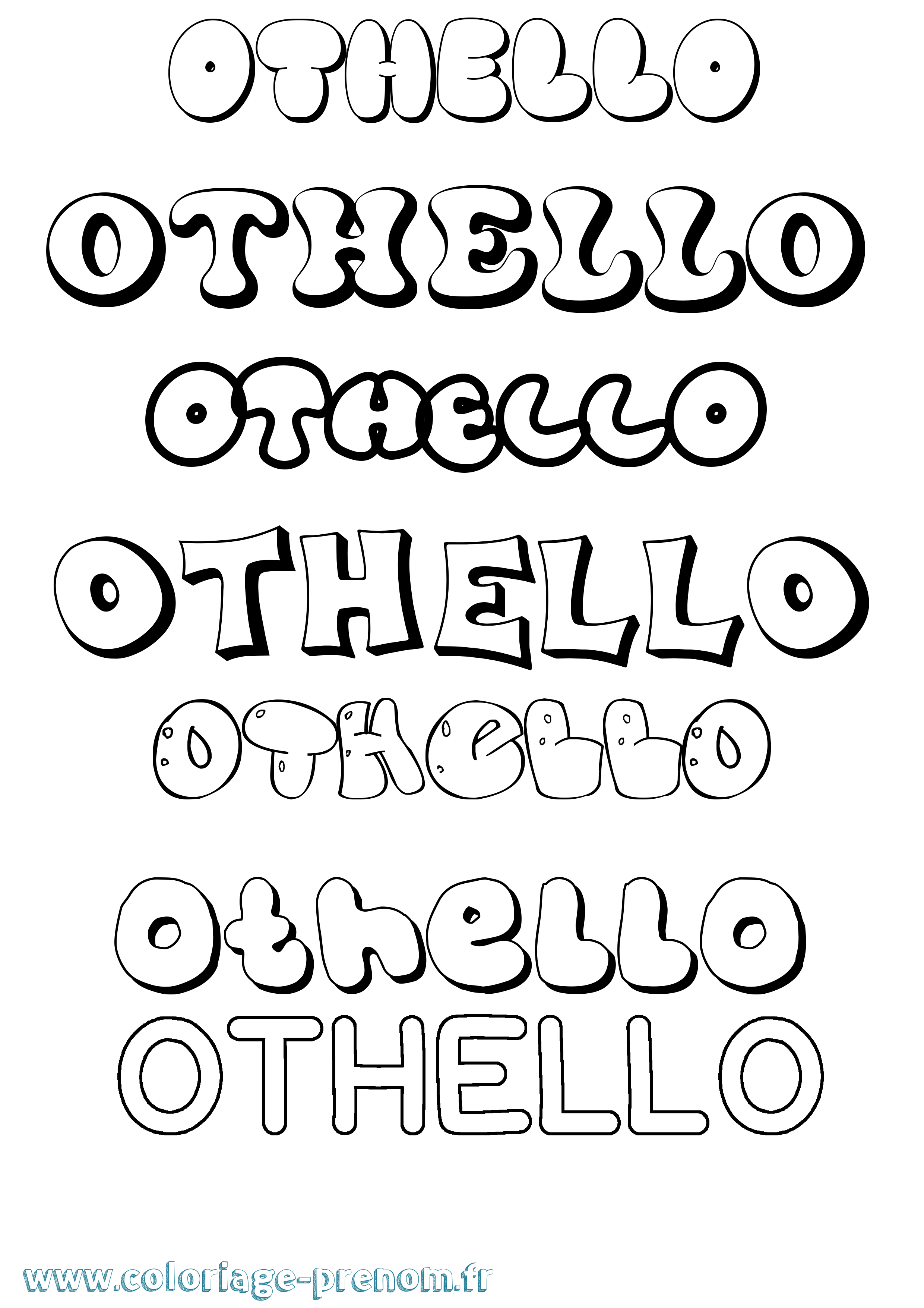 Coloriage prénom Othello Bubble