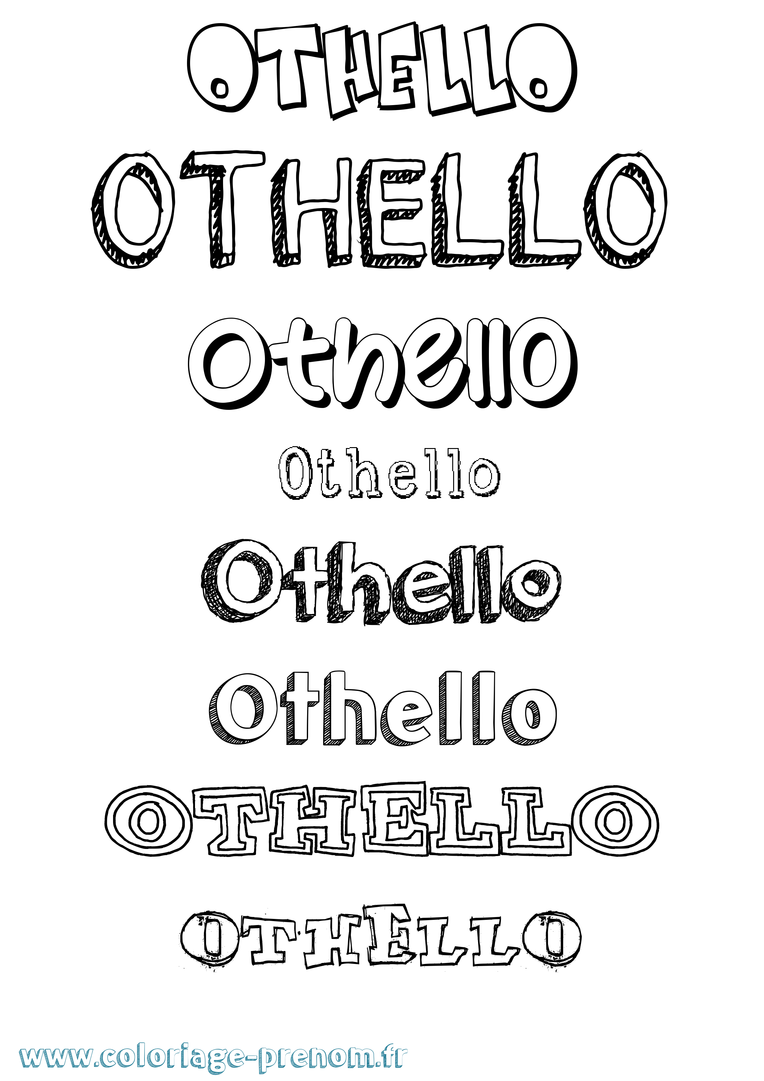 Coloriage prénom Othello Dessiné
