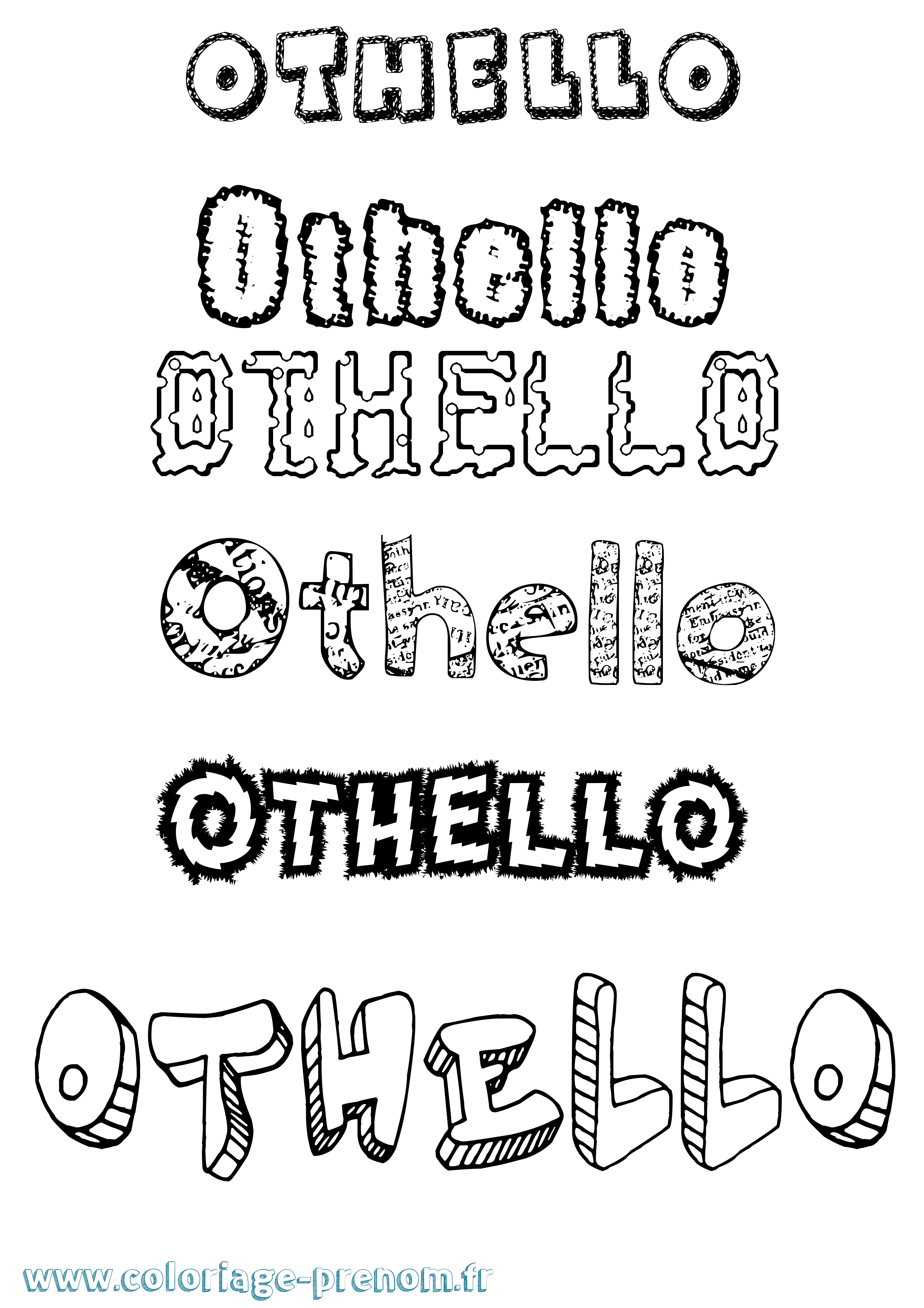 Coloriage prénom Othello Destructuré