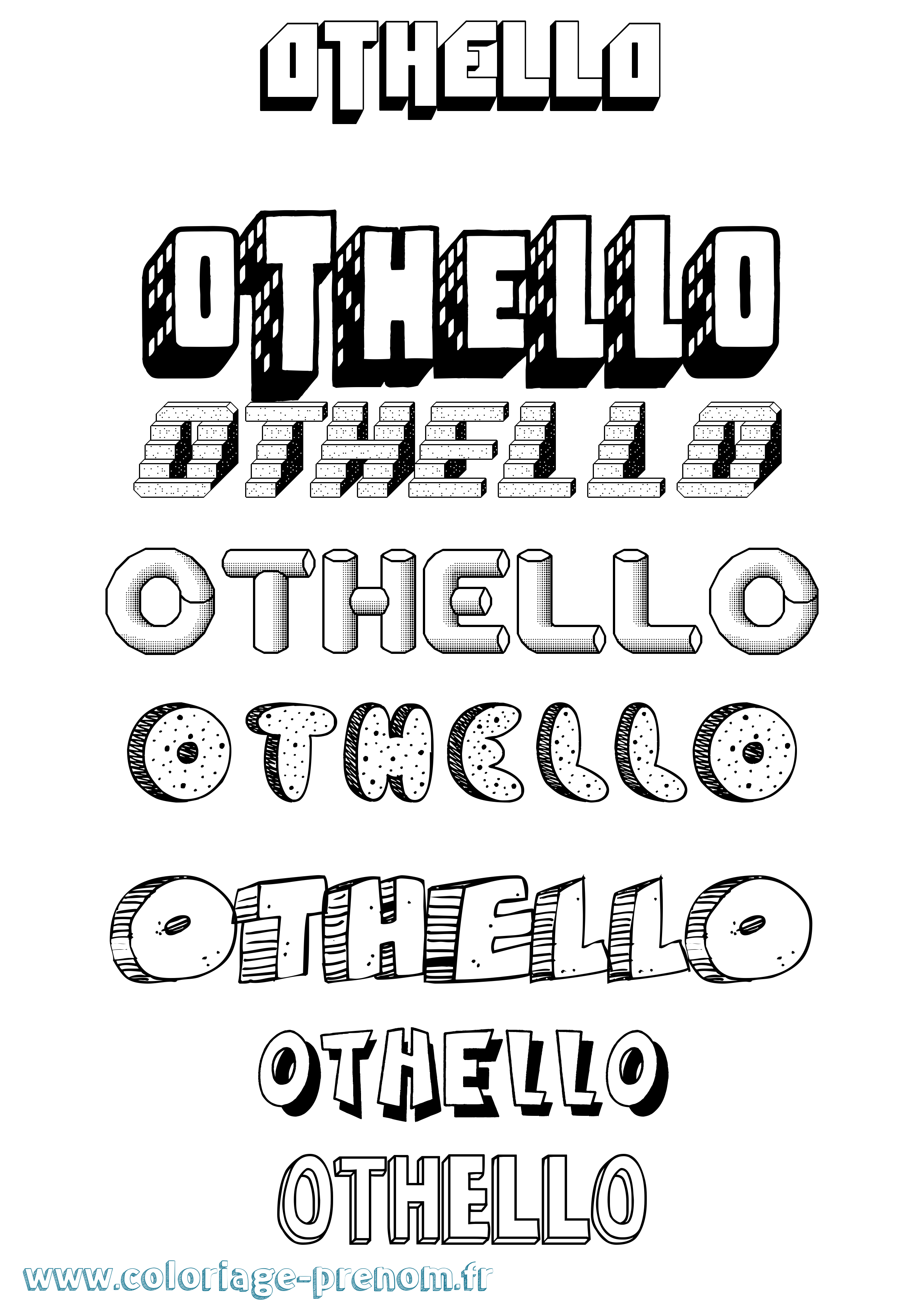 Coloriage prénom Othello Effet 3D