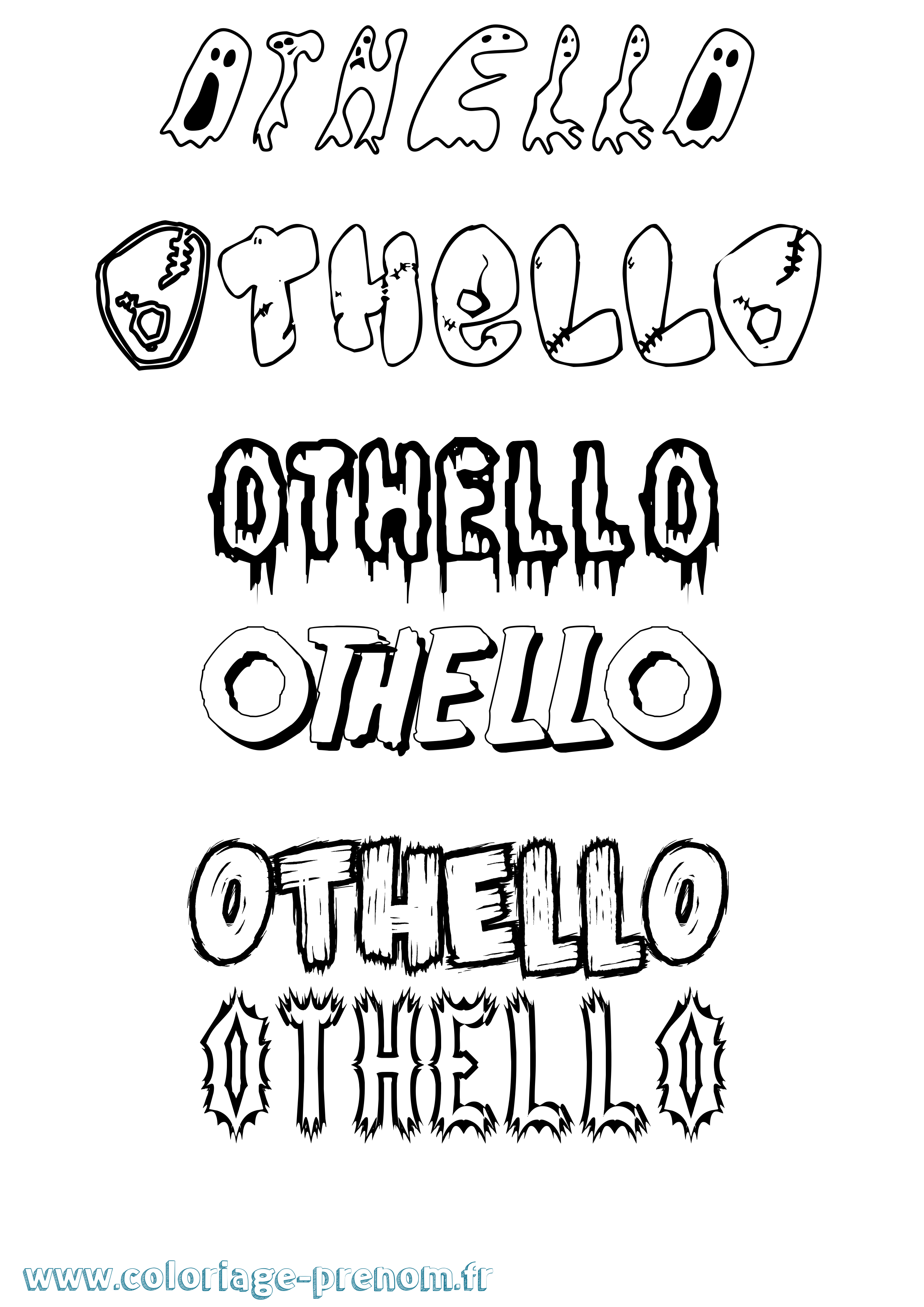Coloriage prénom Othello Frisson