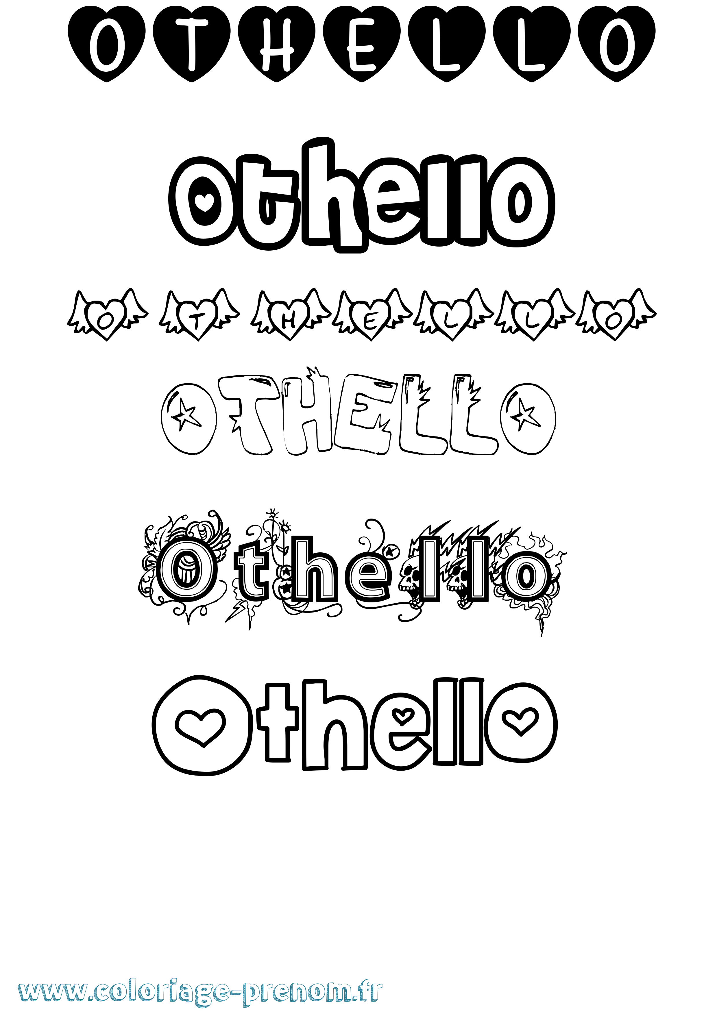 Coloriage prénom Othello Girly