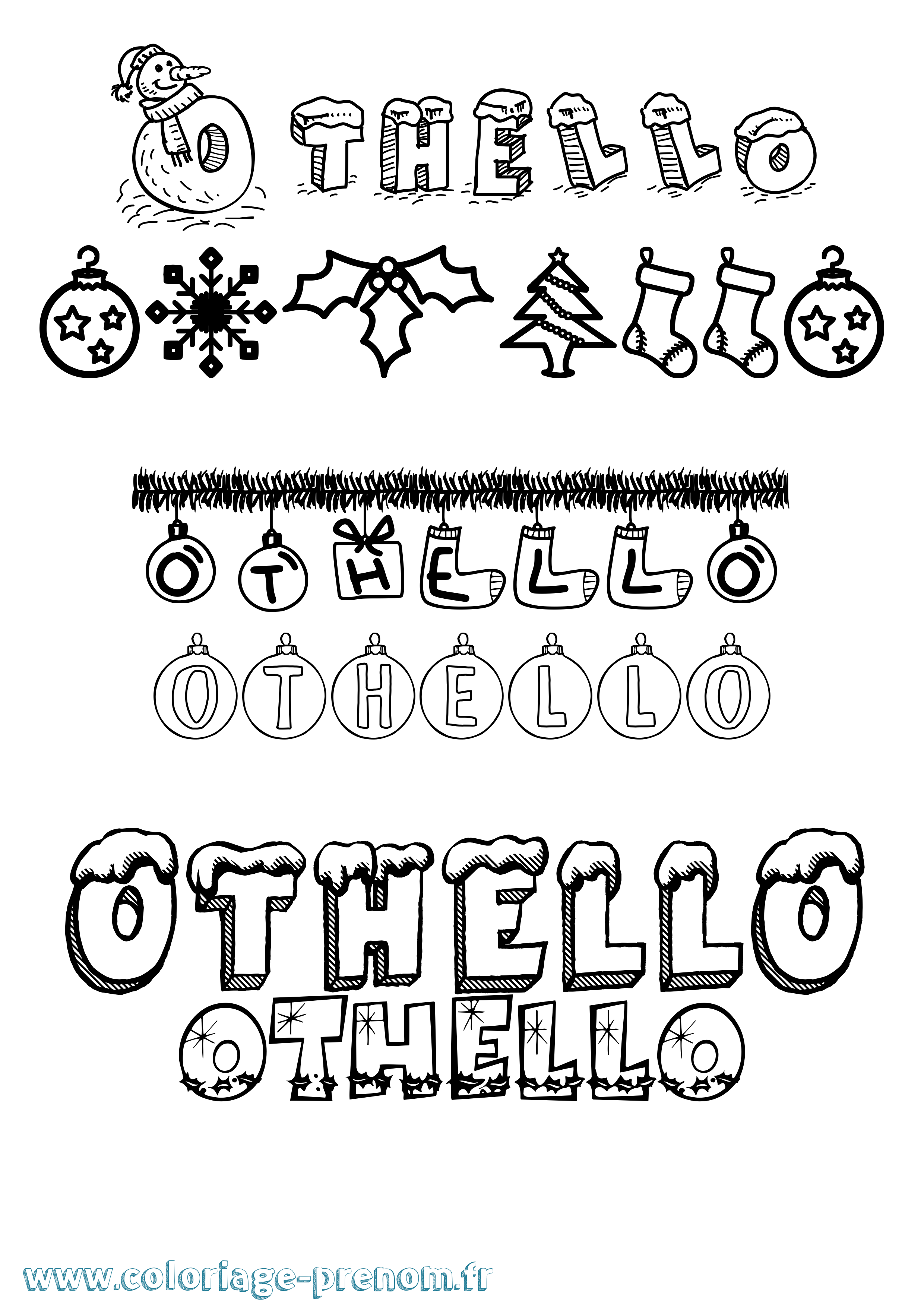Coloriage prénom Othello Noël
