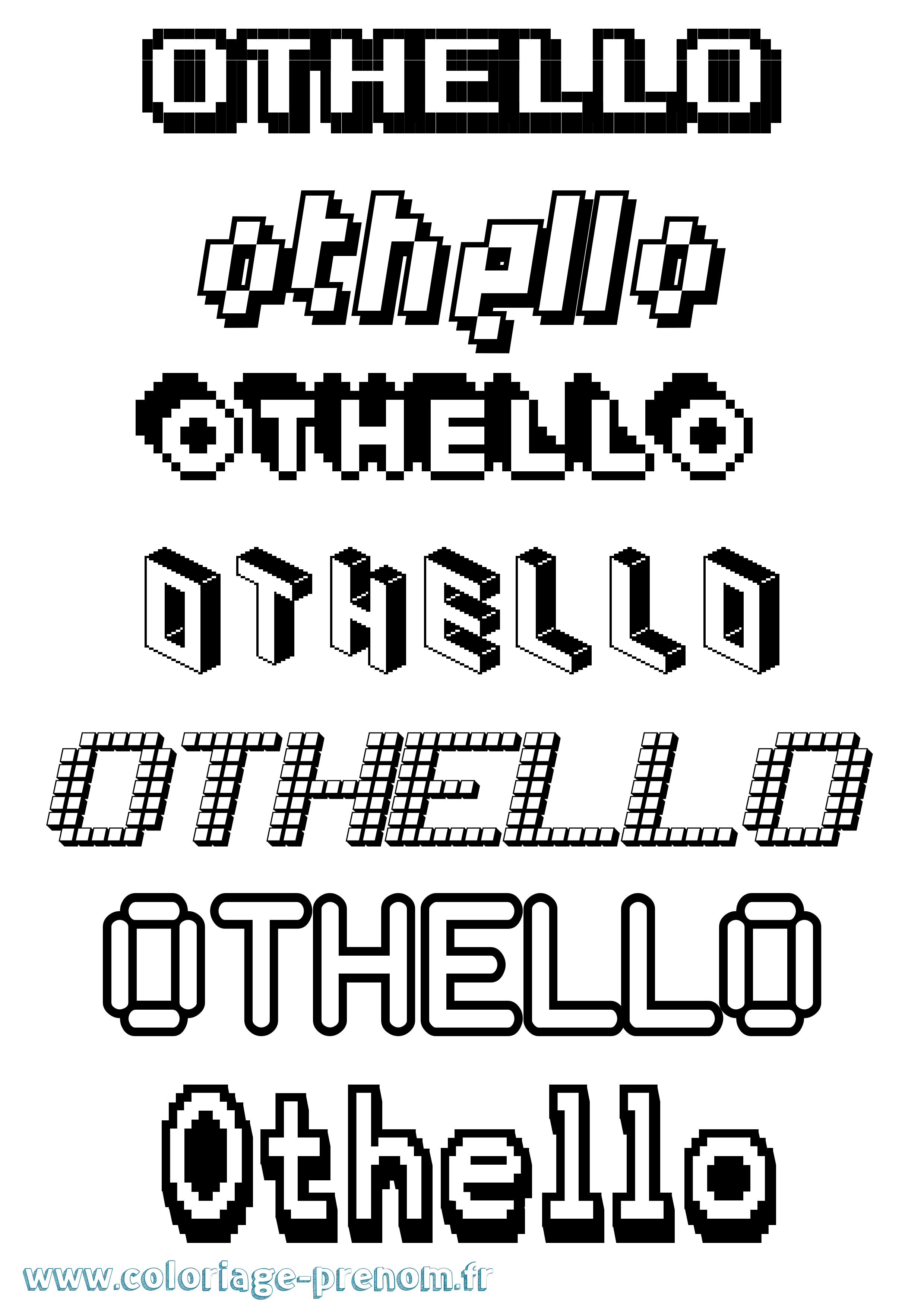 Coloriage prénom Othello Pixel