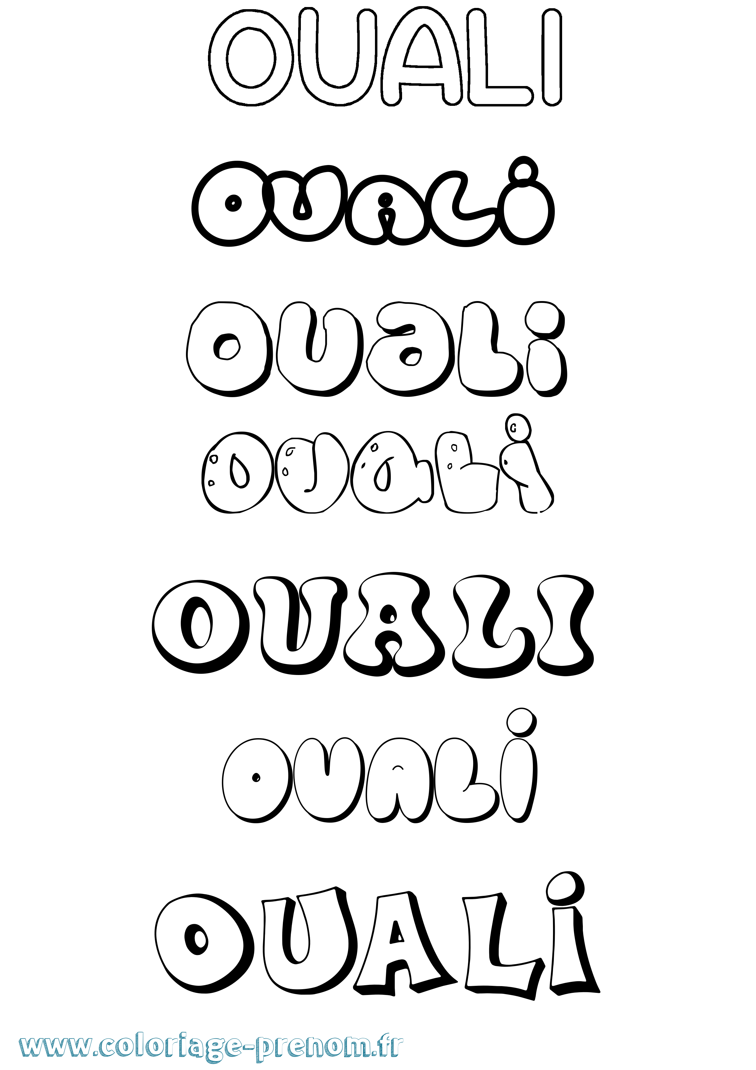 Coloriage prénom Ouali Bubble