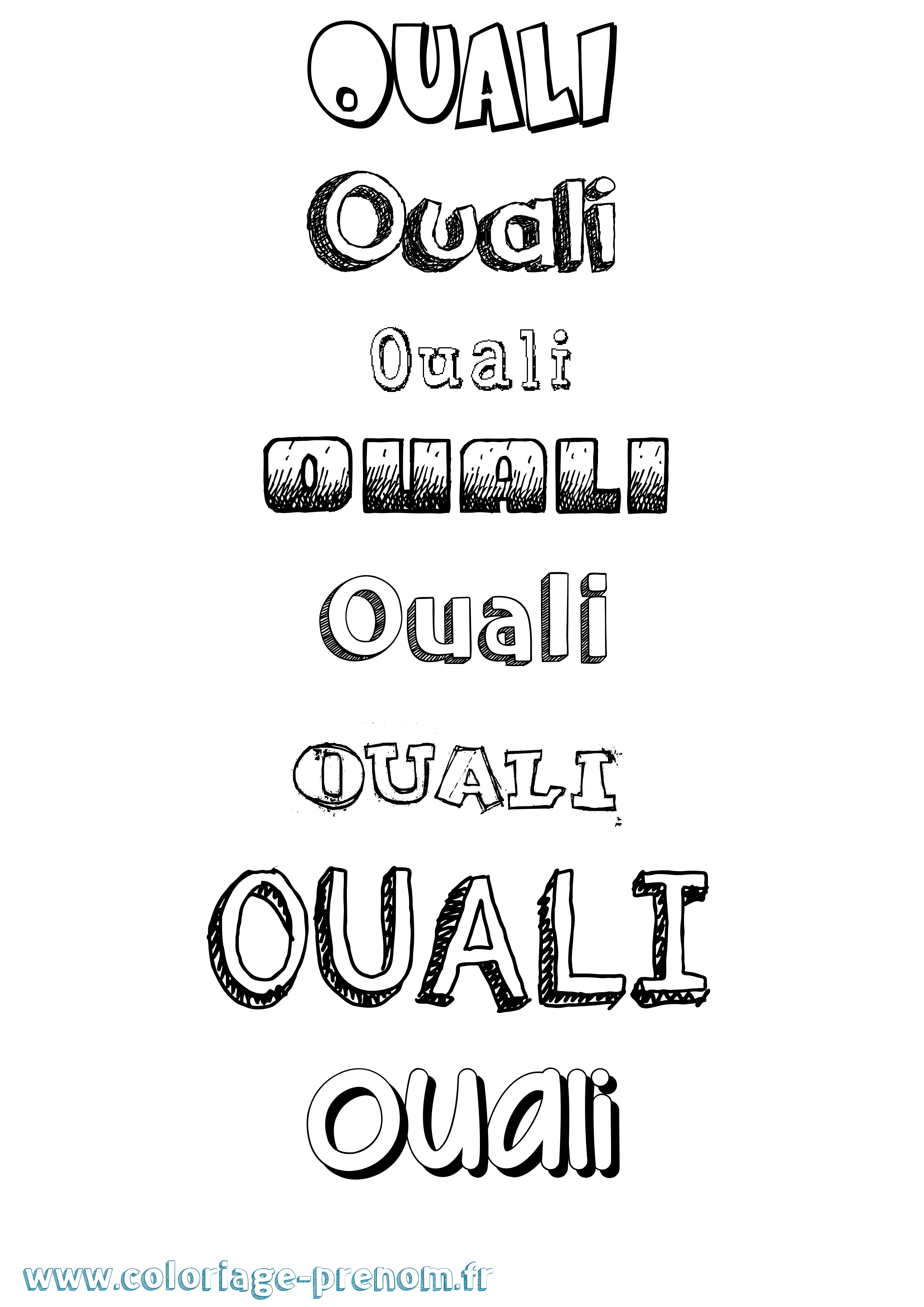 Coloriage prénom Ouali Dessiné