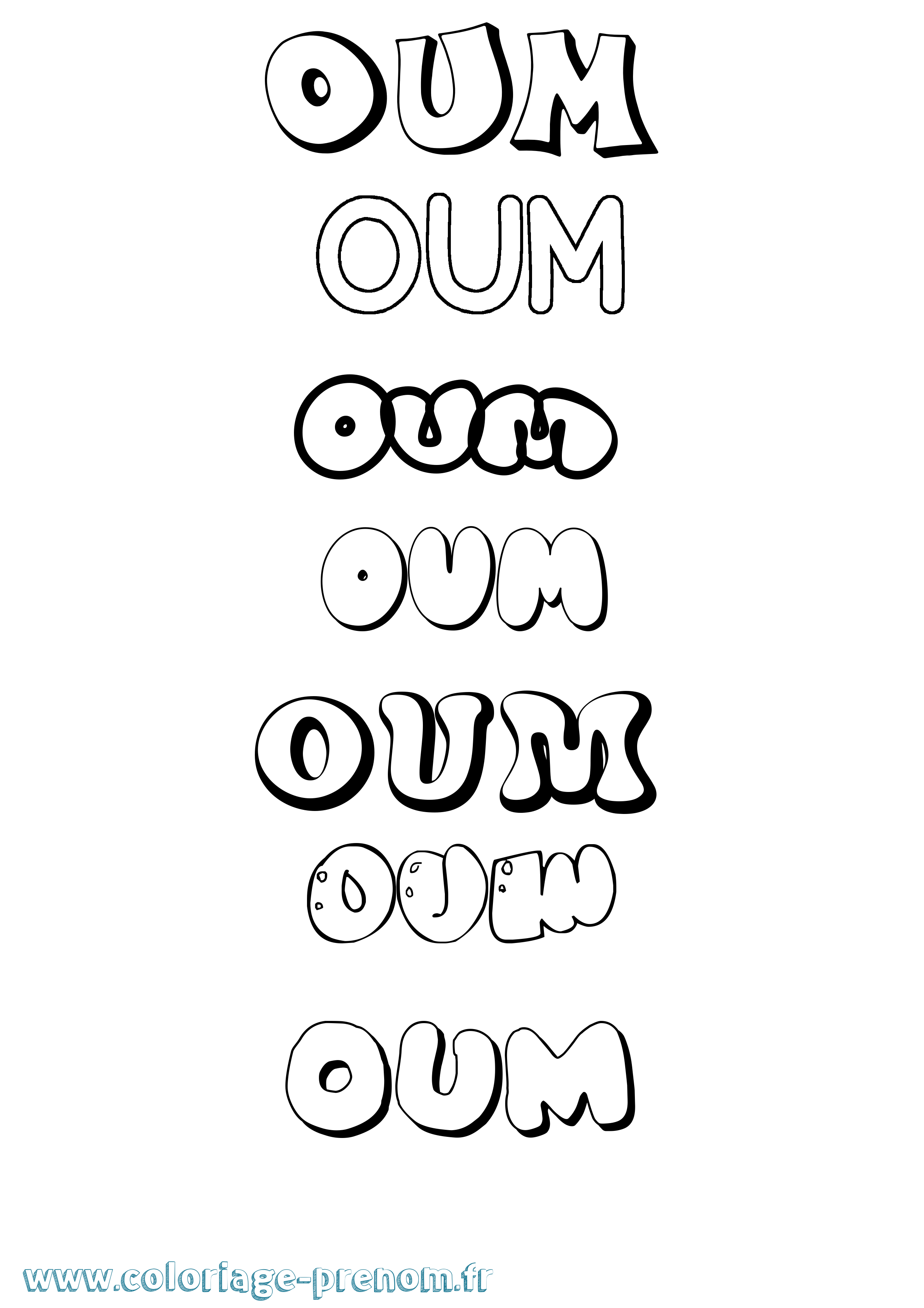 Coloriage prénom Oum Bubble