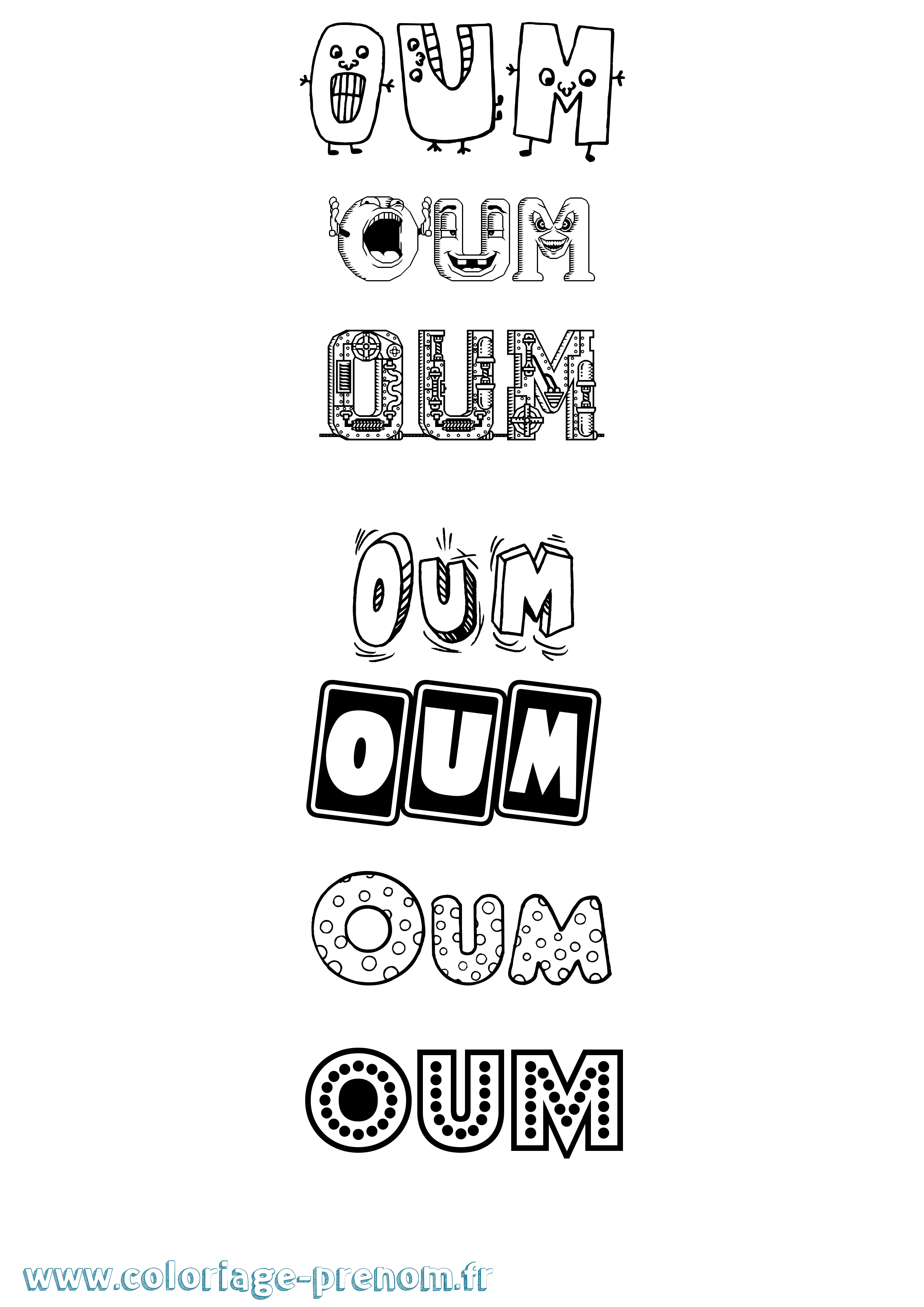 Coloriage prénom Oum Fun