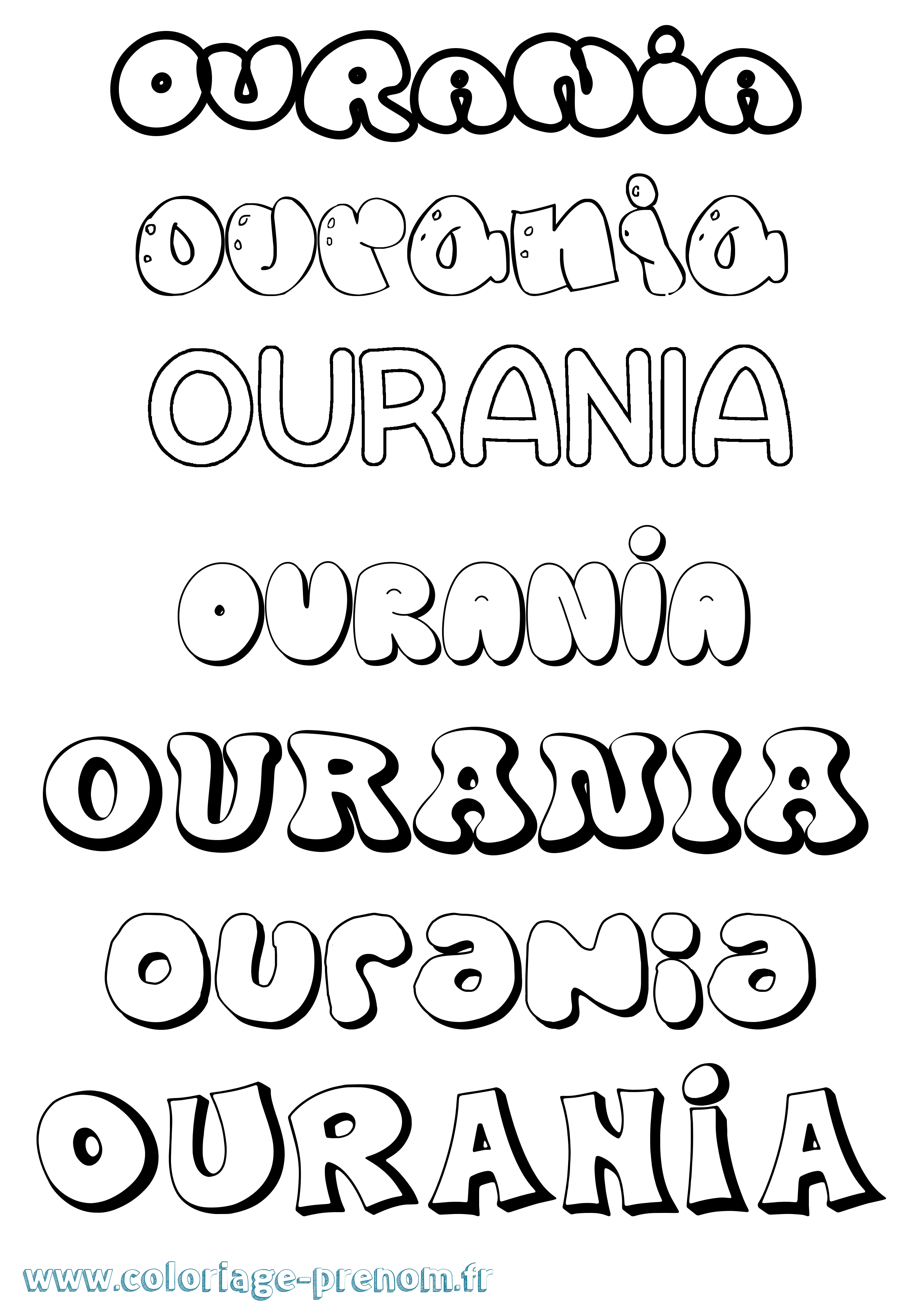 Coloriage prénom Ourania Bubble