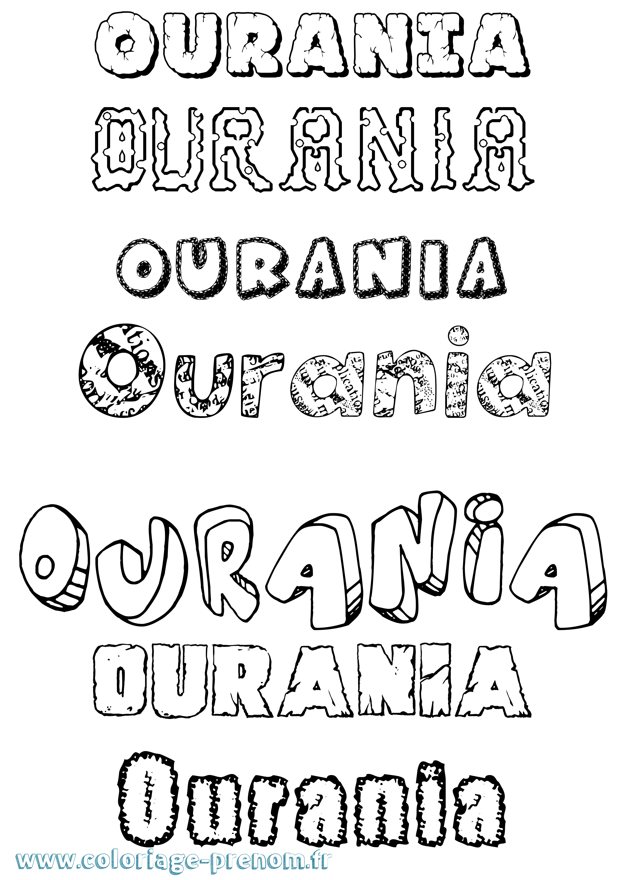 Coloriage prénom Ourania Destructuré