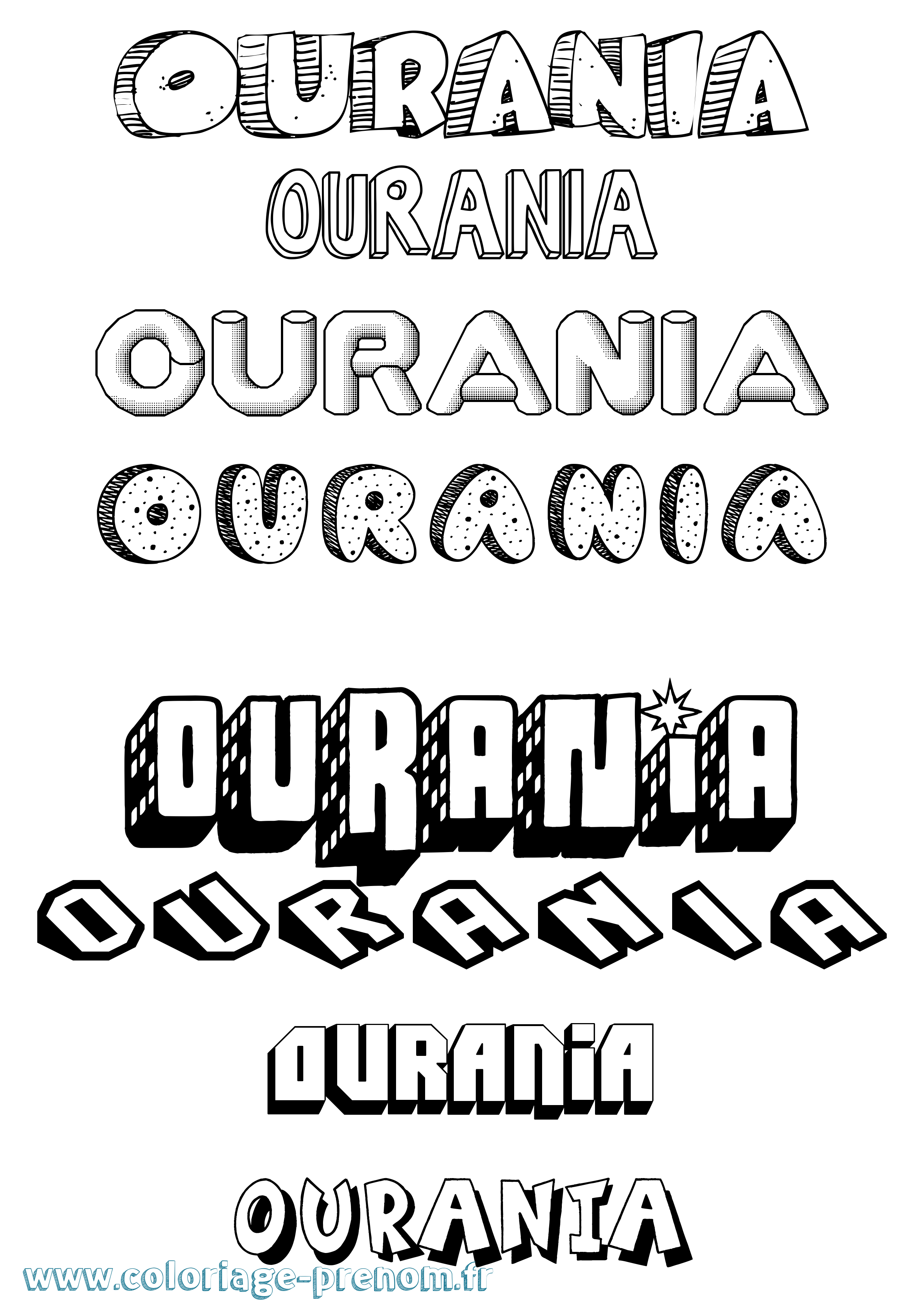 Coloriage prénom Ourania Effet 3D