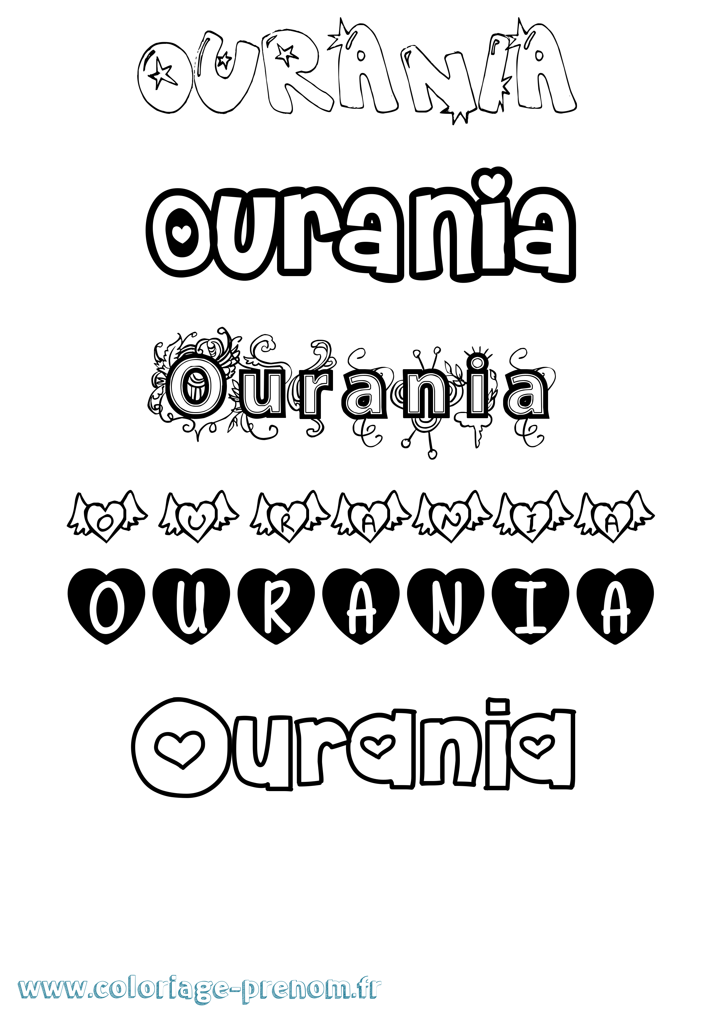 Coloriage prénom Ourania Girly