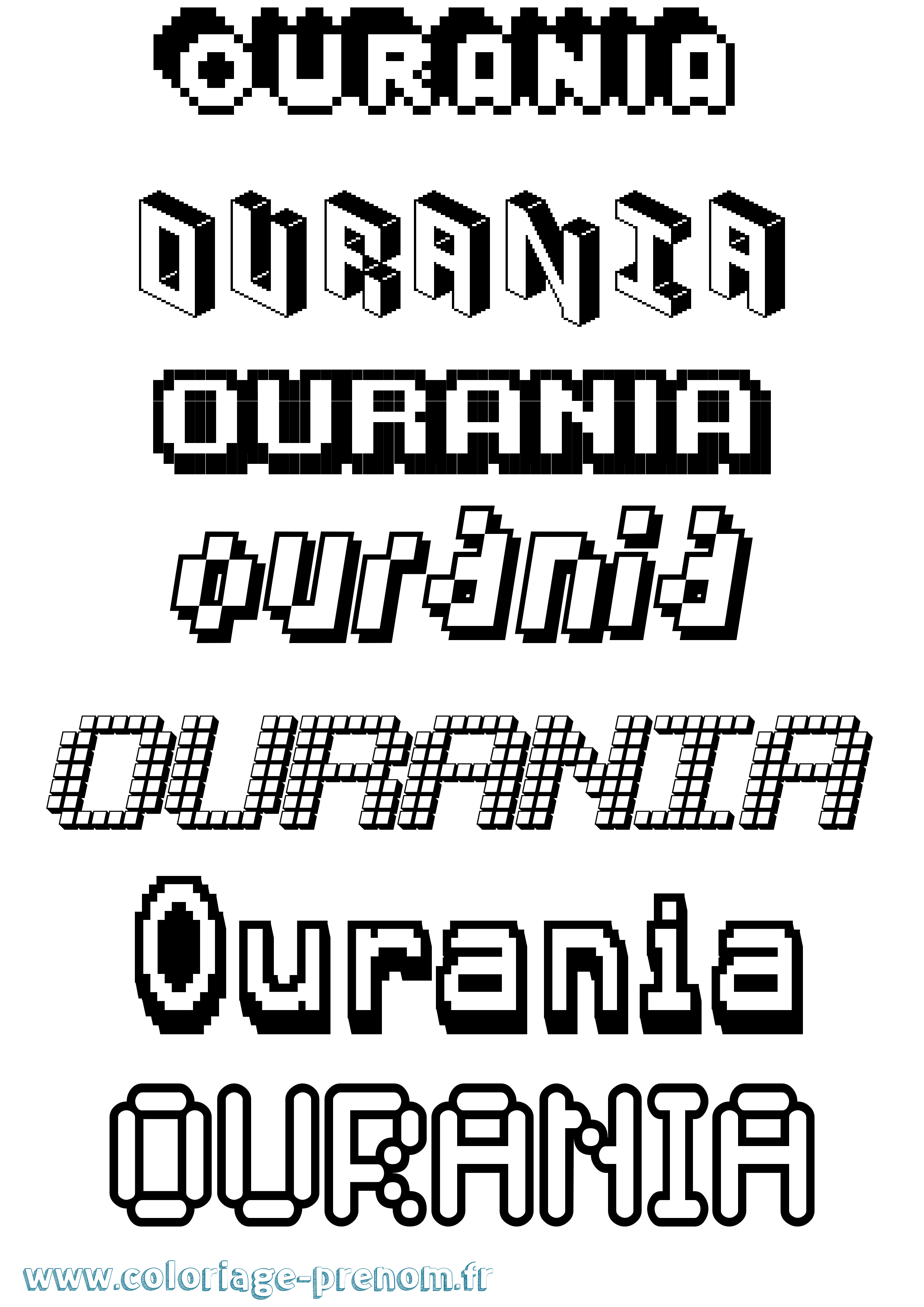Coloriage prénom Ourania Pixel