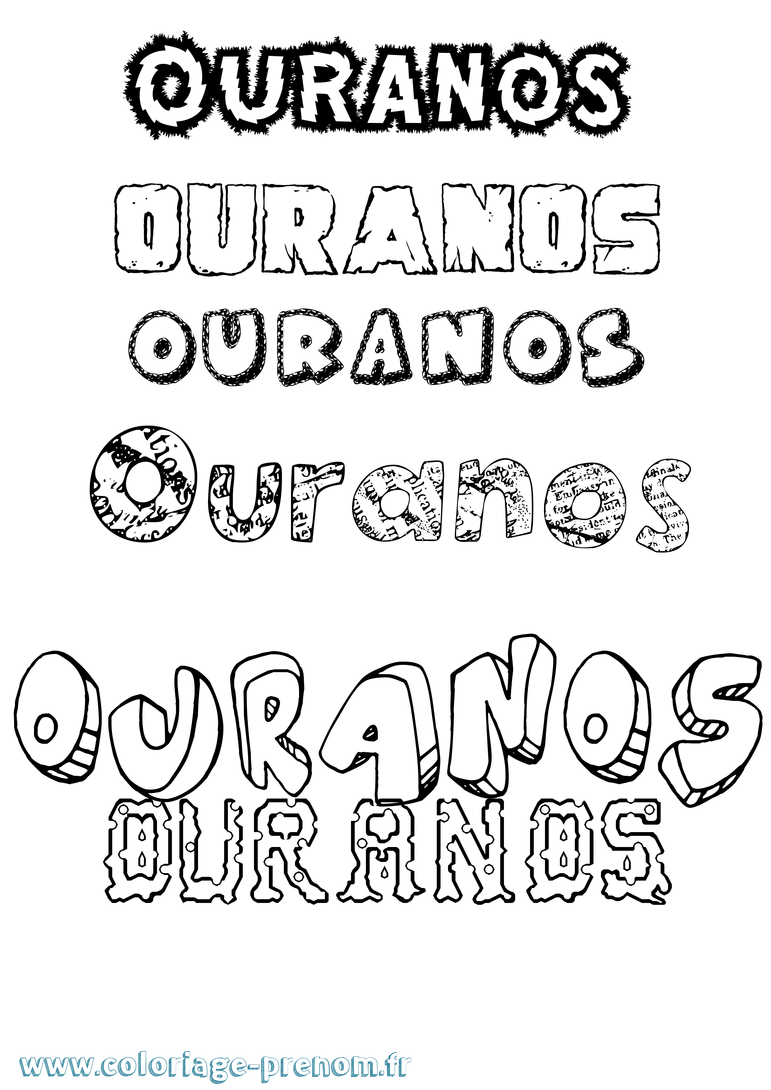 Coloriage Ouranos Destructuré Coloriage prénom Ouranos Destructuré