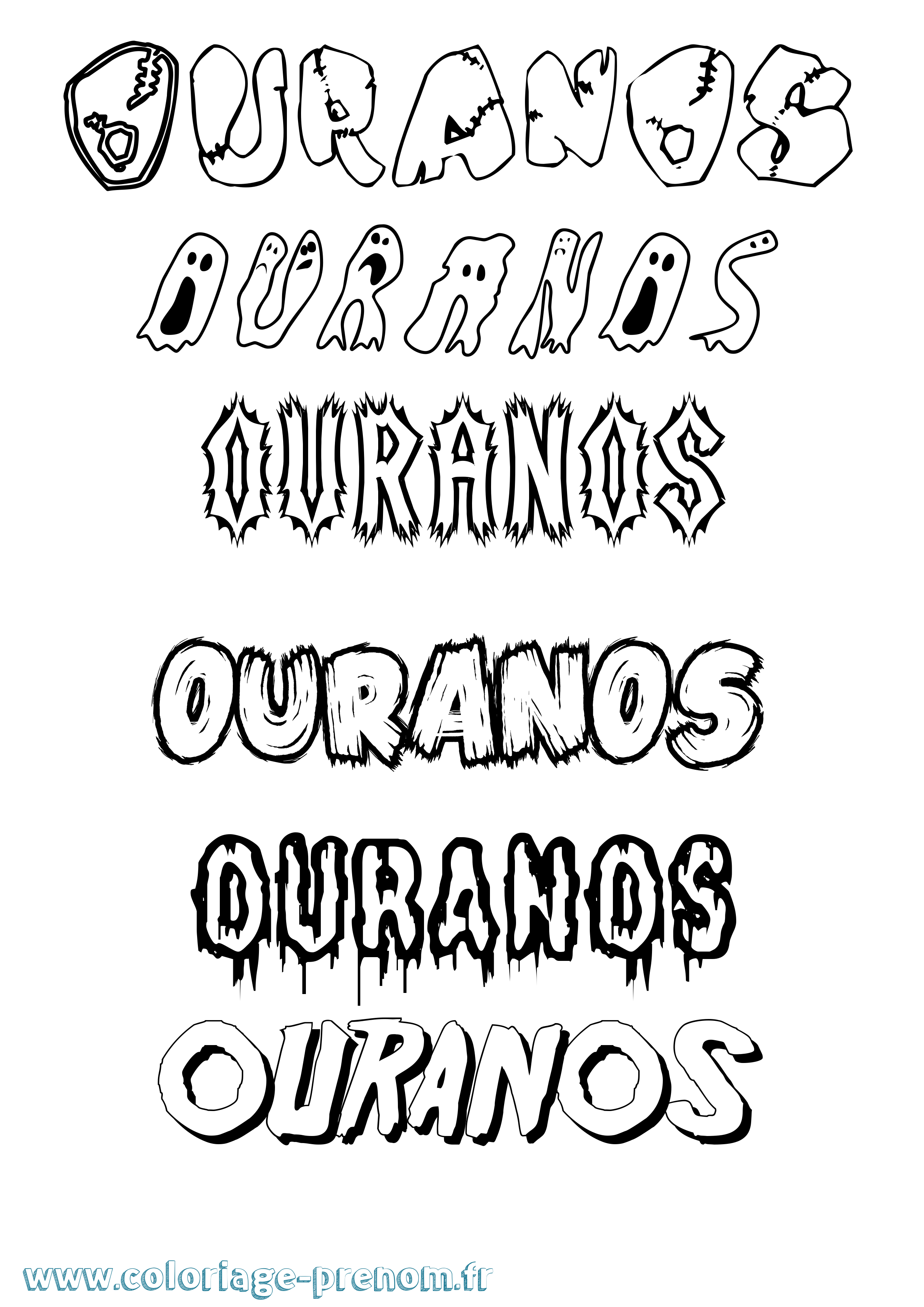 Coloriage Ouranos Frisson Coloriage prénom Ouranos Frisson
