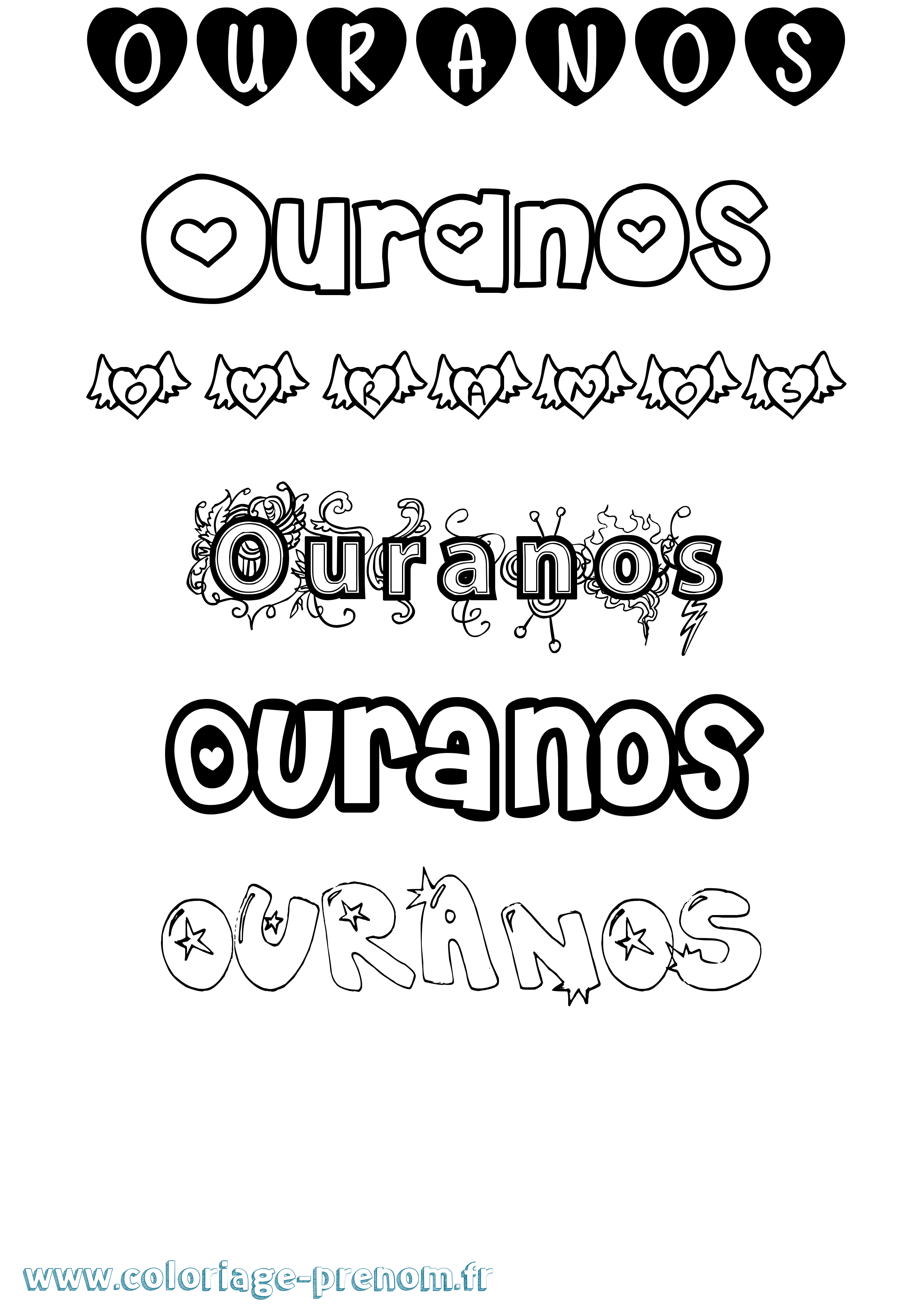 Coloriage Ouranos Girly Coloriage prénom Ouranos Girly