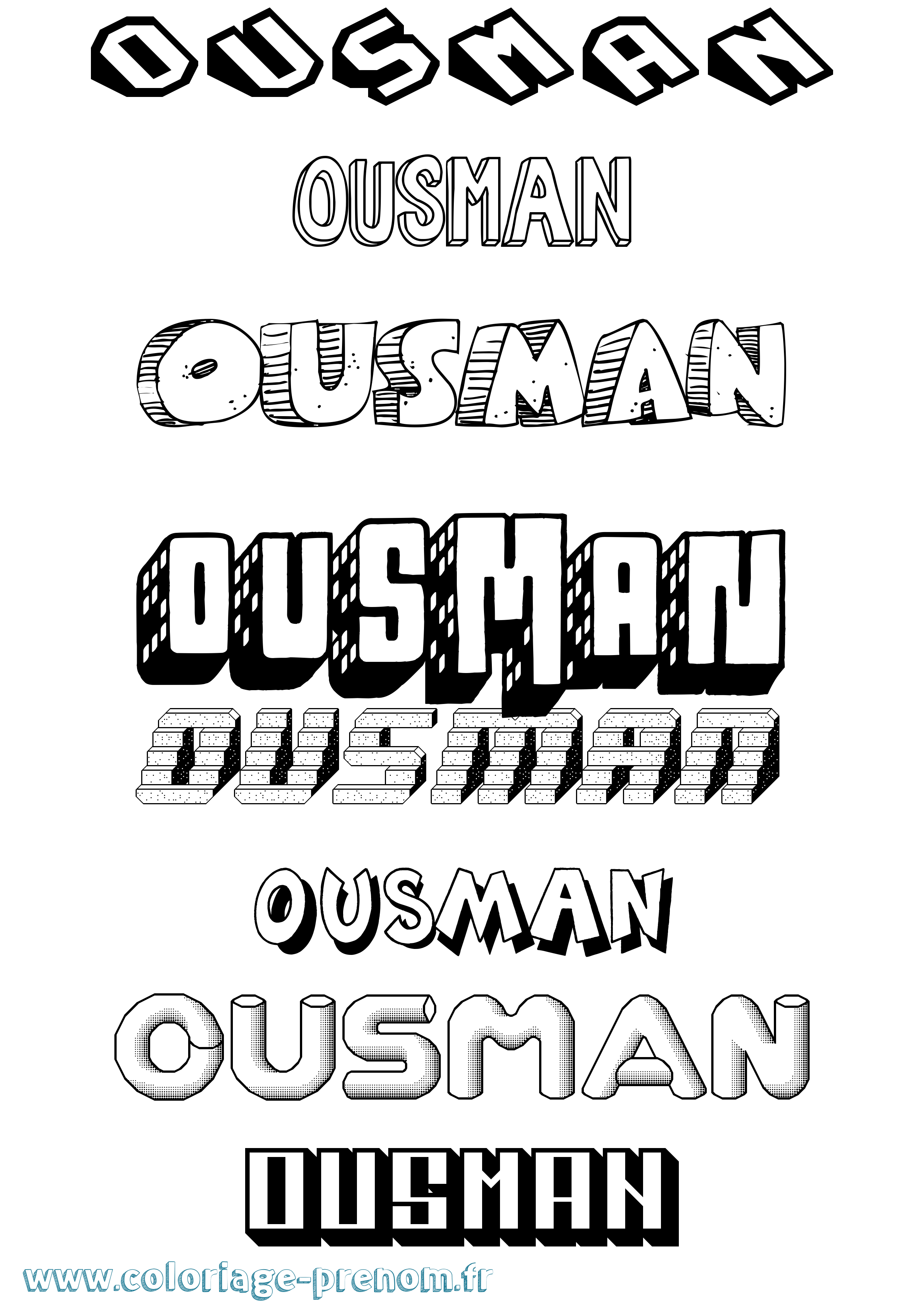 Coloriage prénom Ousman Effet 3D
