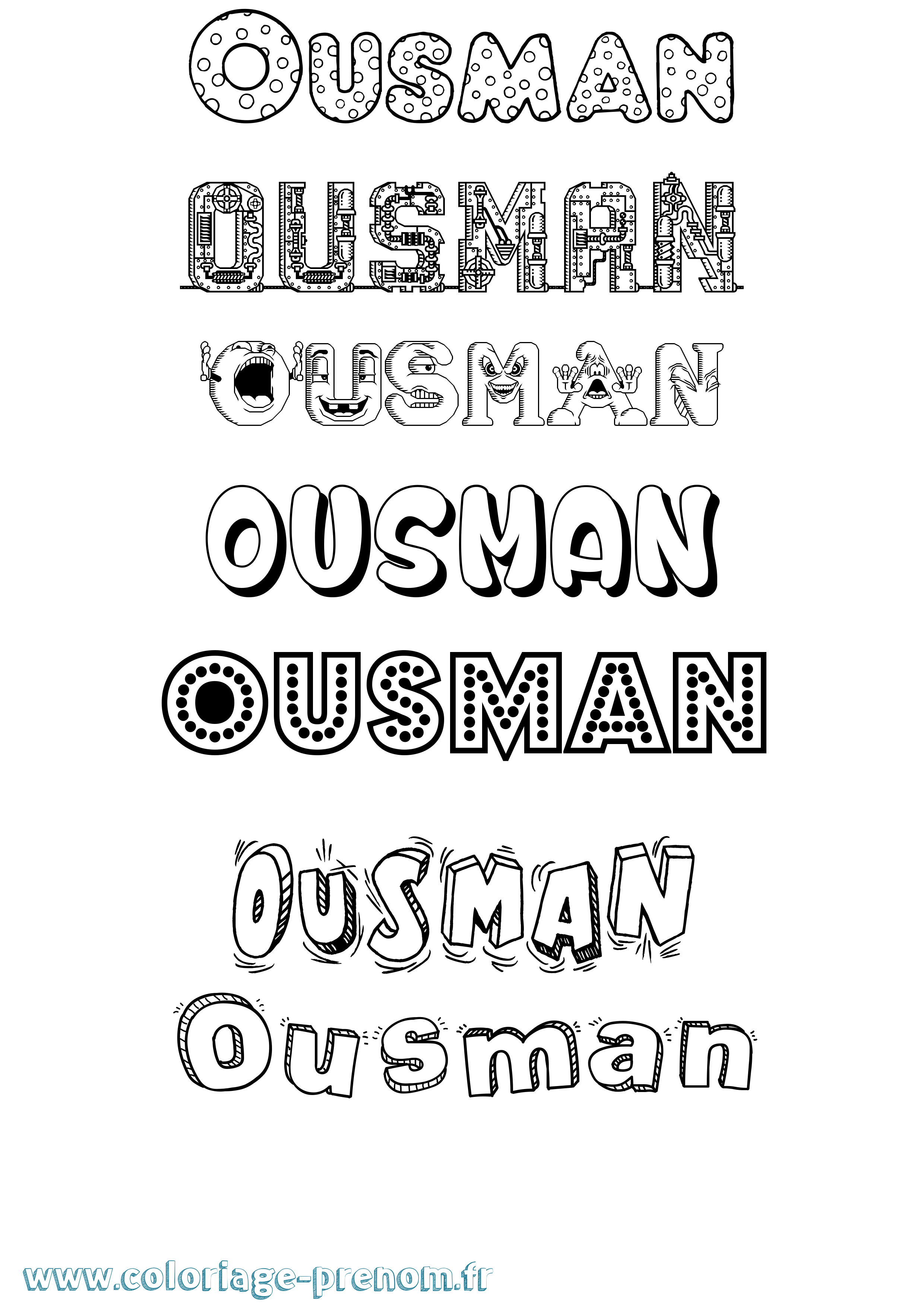 Coloriage prénom Ousman Fun
