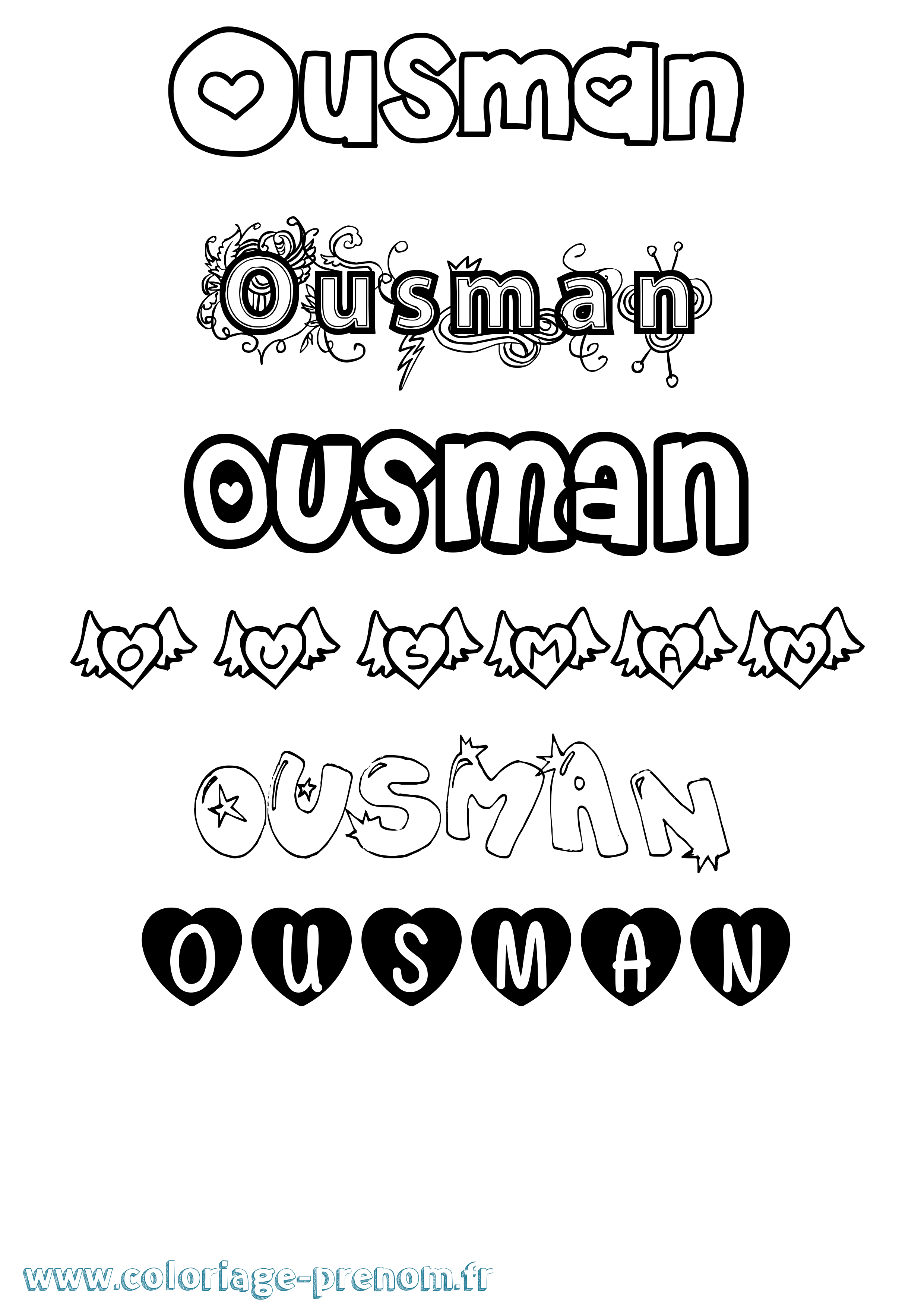 Coloriage prénom Ousman Girly