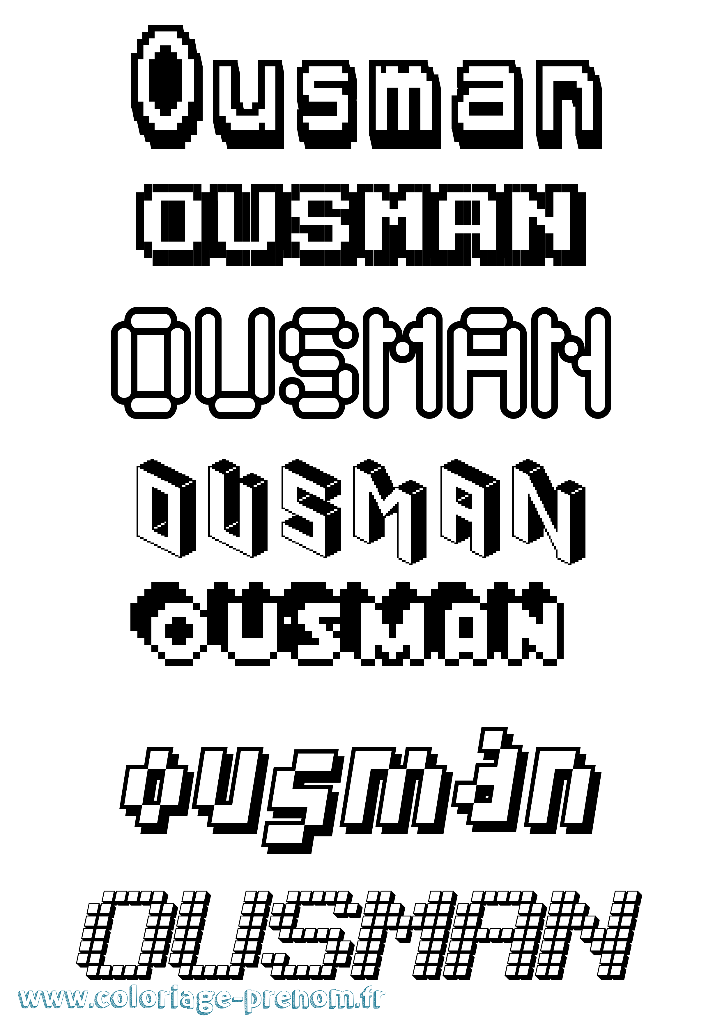 Coloriage prénom Ousman Pixel