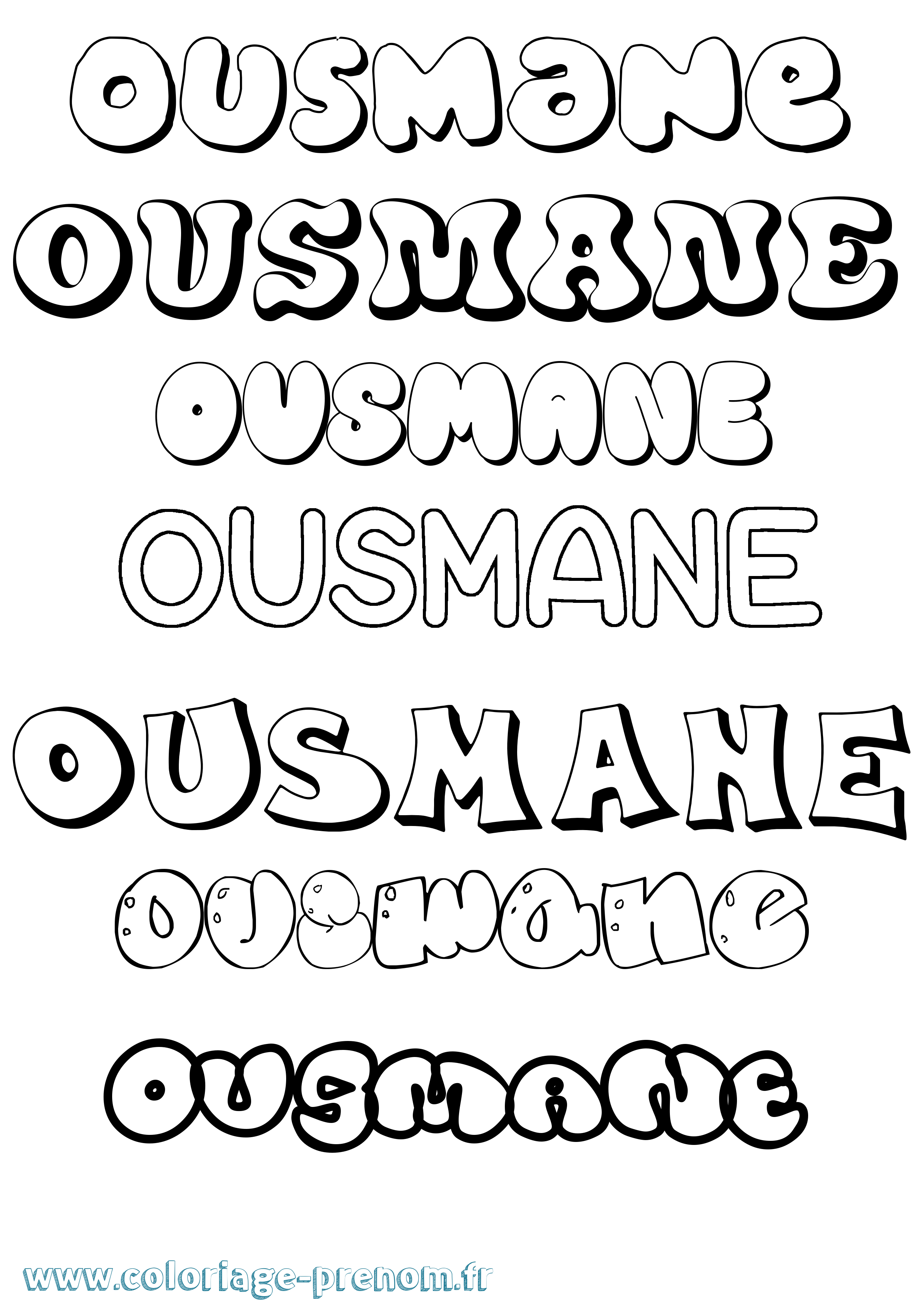 Coloriage prénom Ousmane Bubble