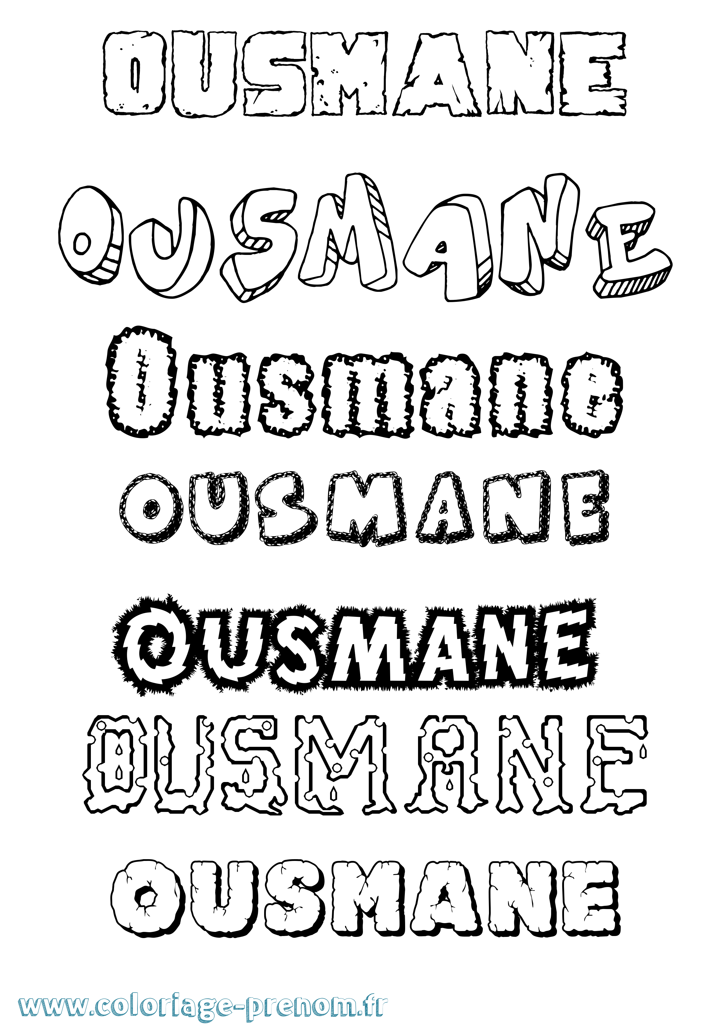 Coloriage prénom Ousmane Destructuré