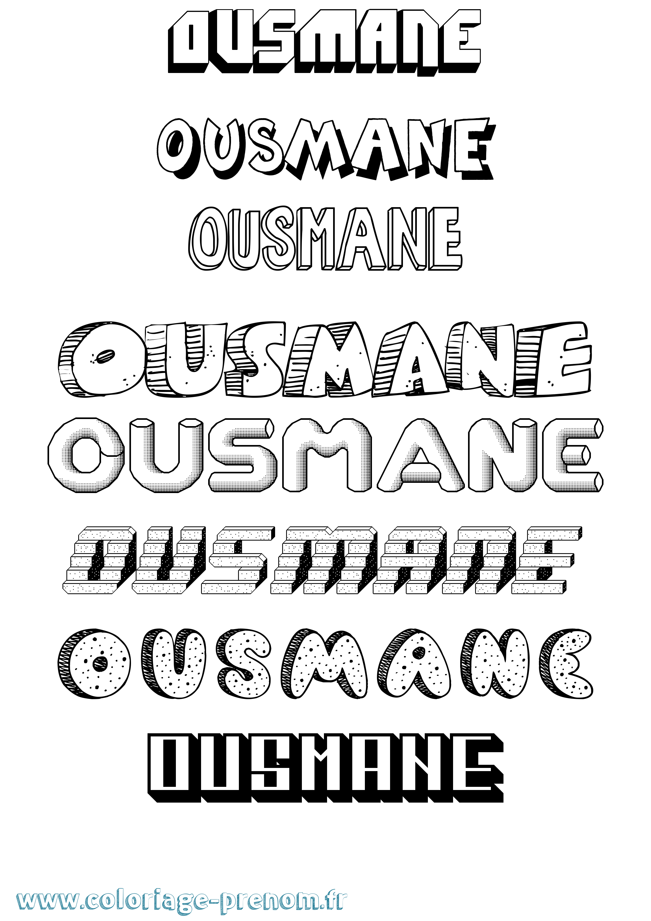 Coloriage prénom Ousmane Effet 3D