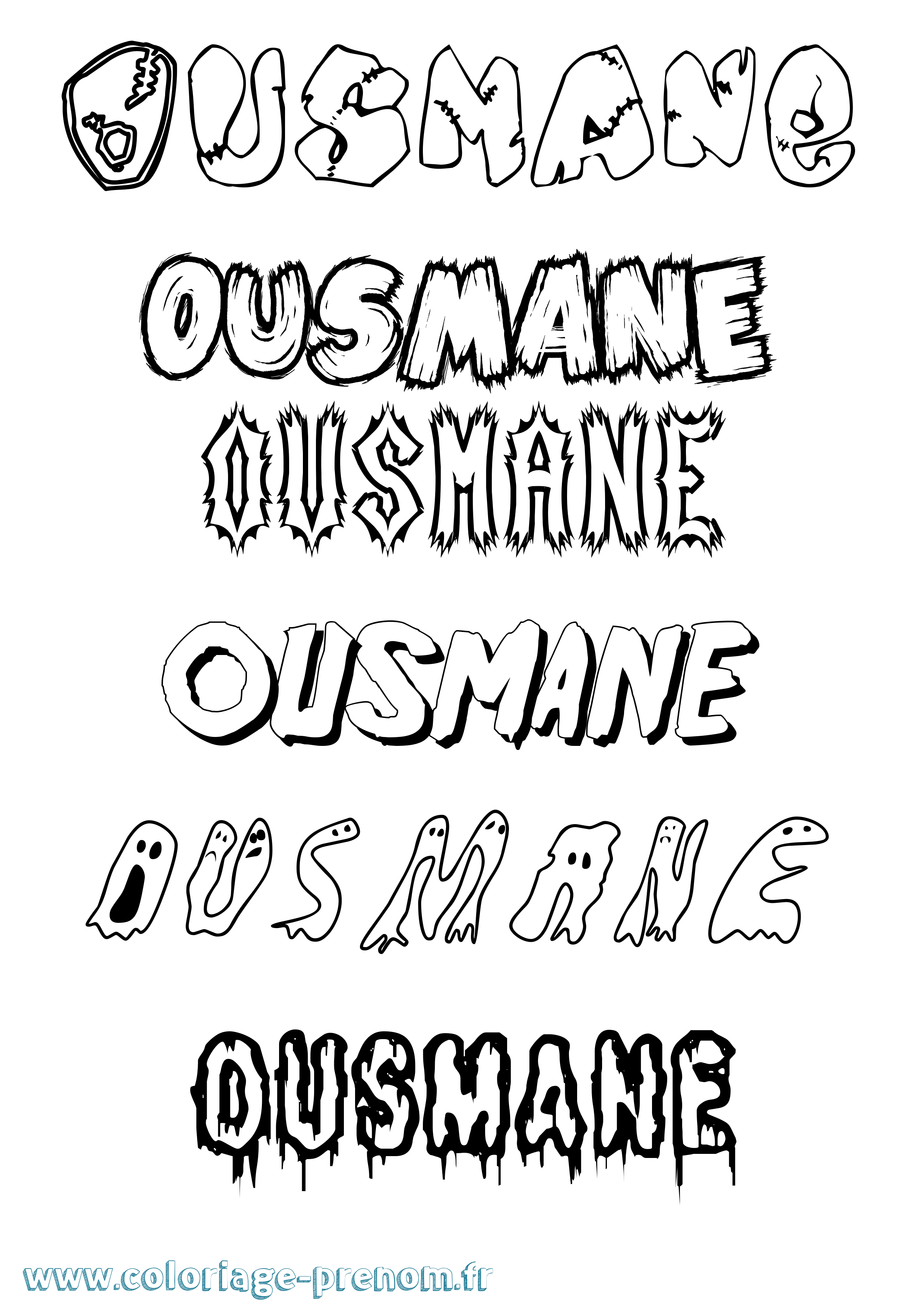 Coloriage prénom Ousmane Frisson