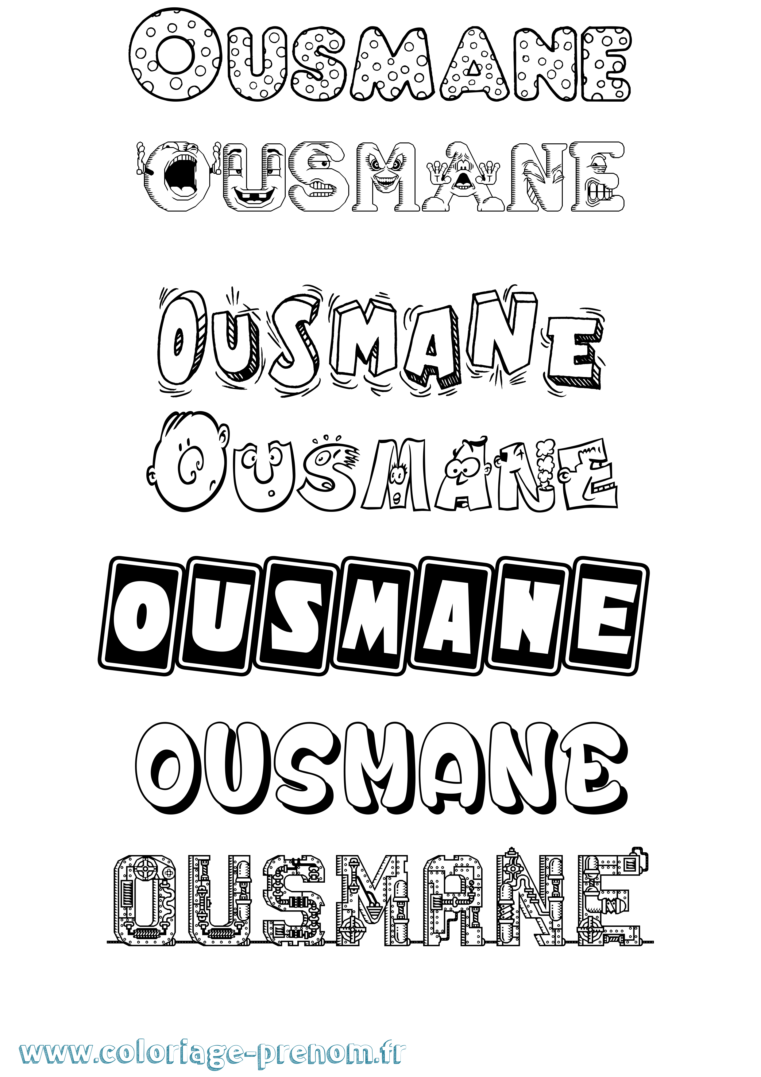 Coloriage prénom Ousmane Fun