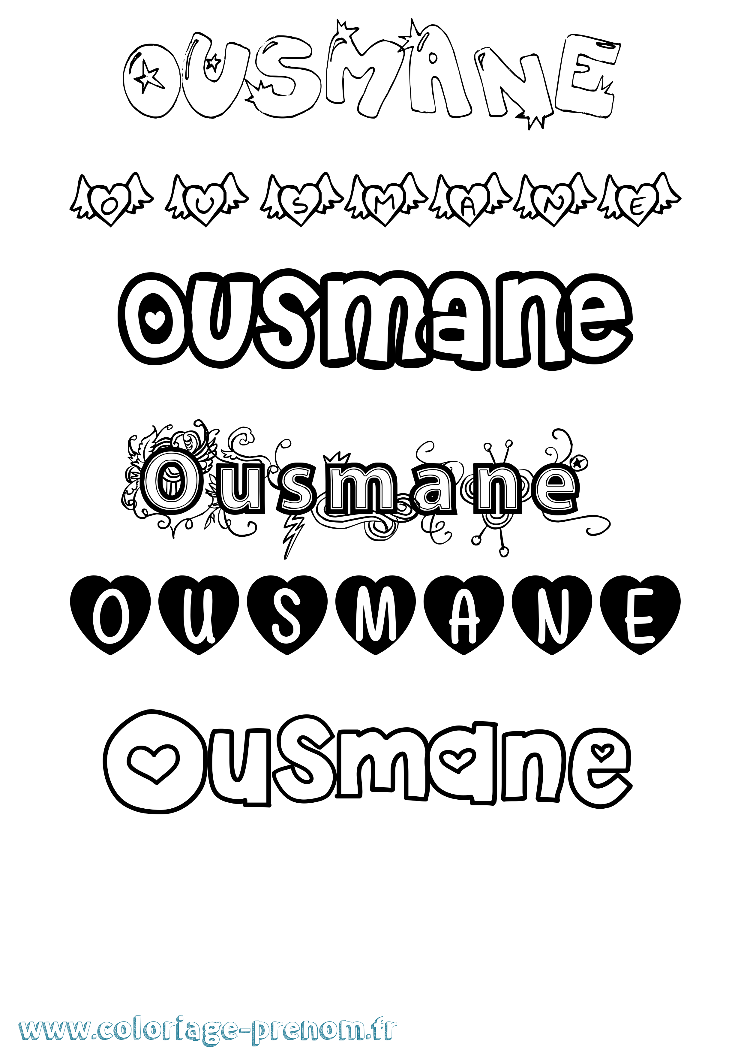 Coloriage prénom Ousmane Girly