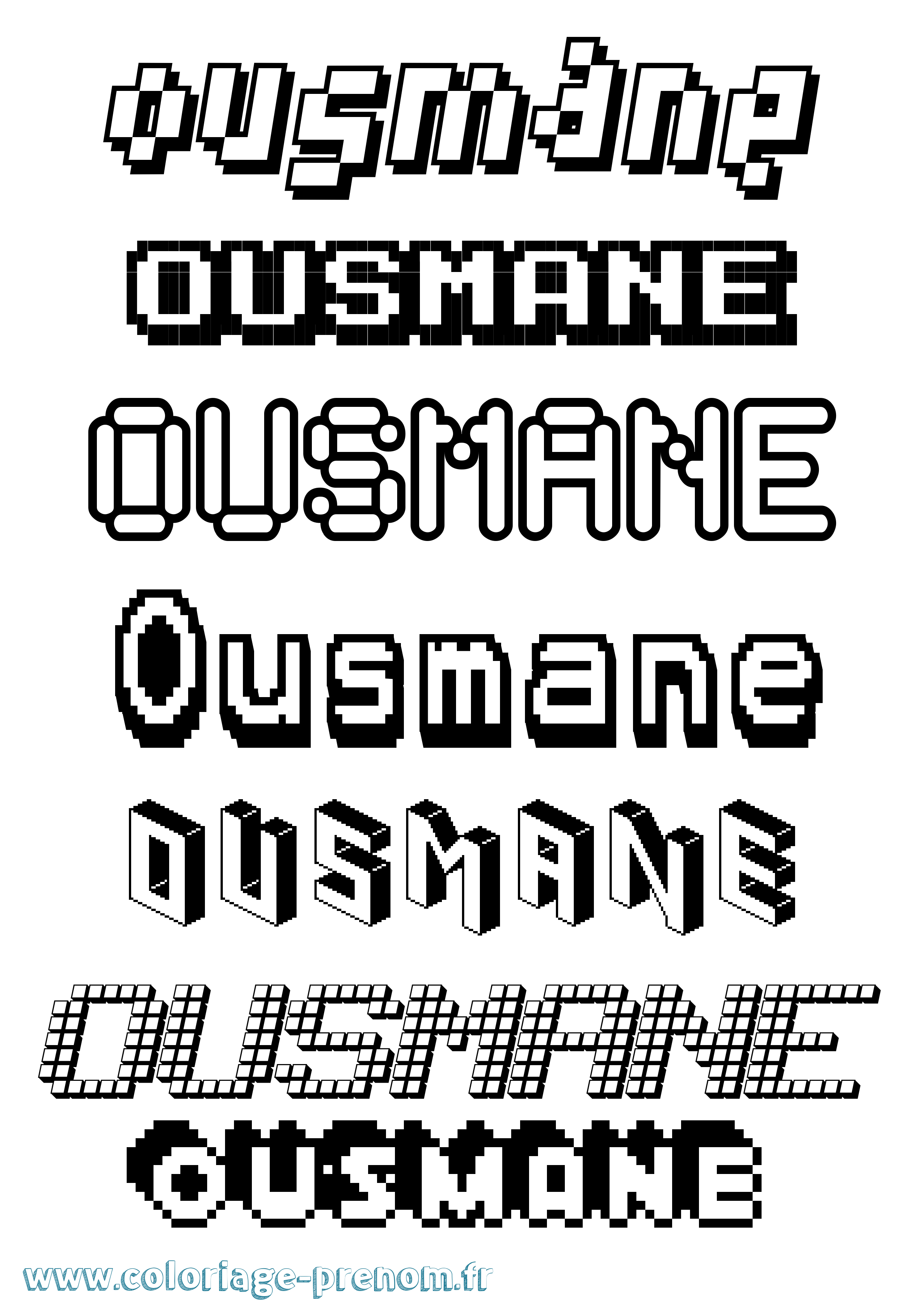 Coloriage prénom Ousmane Pixel
