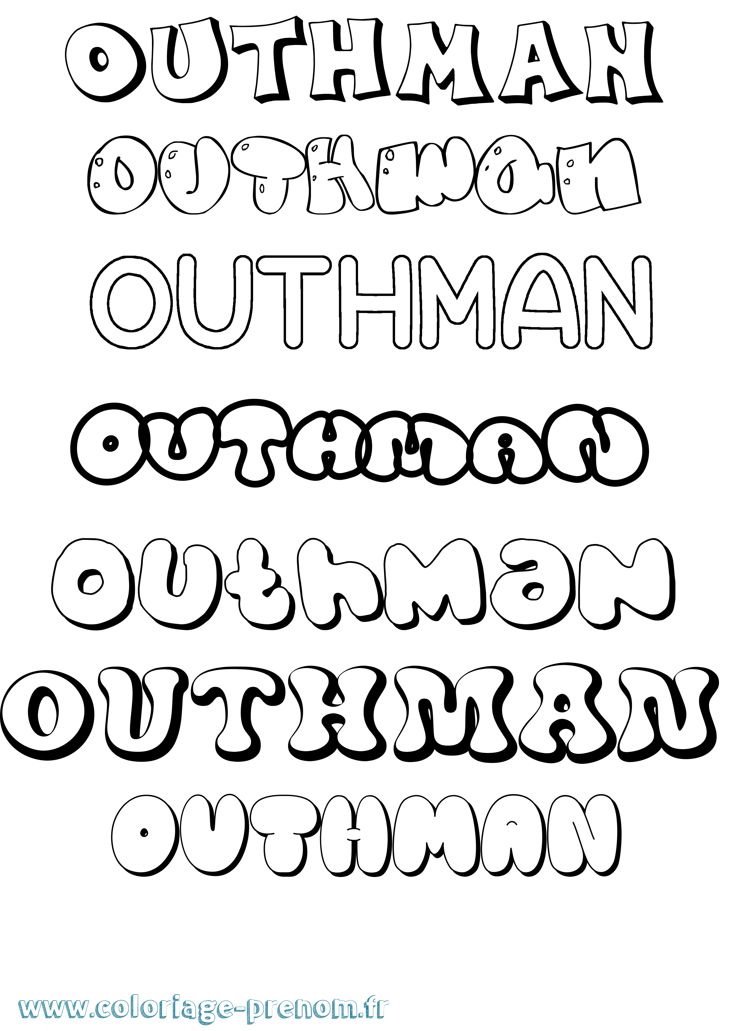 Coloriage prénom Outhman Bubble