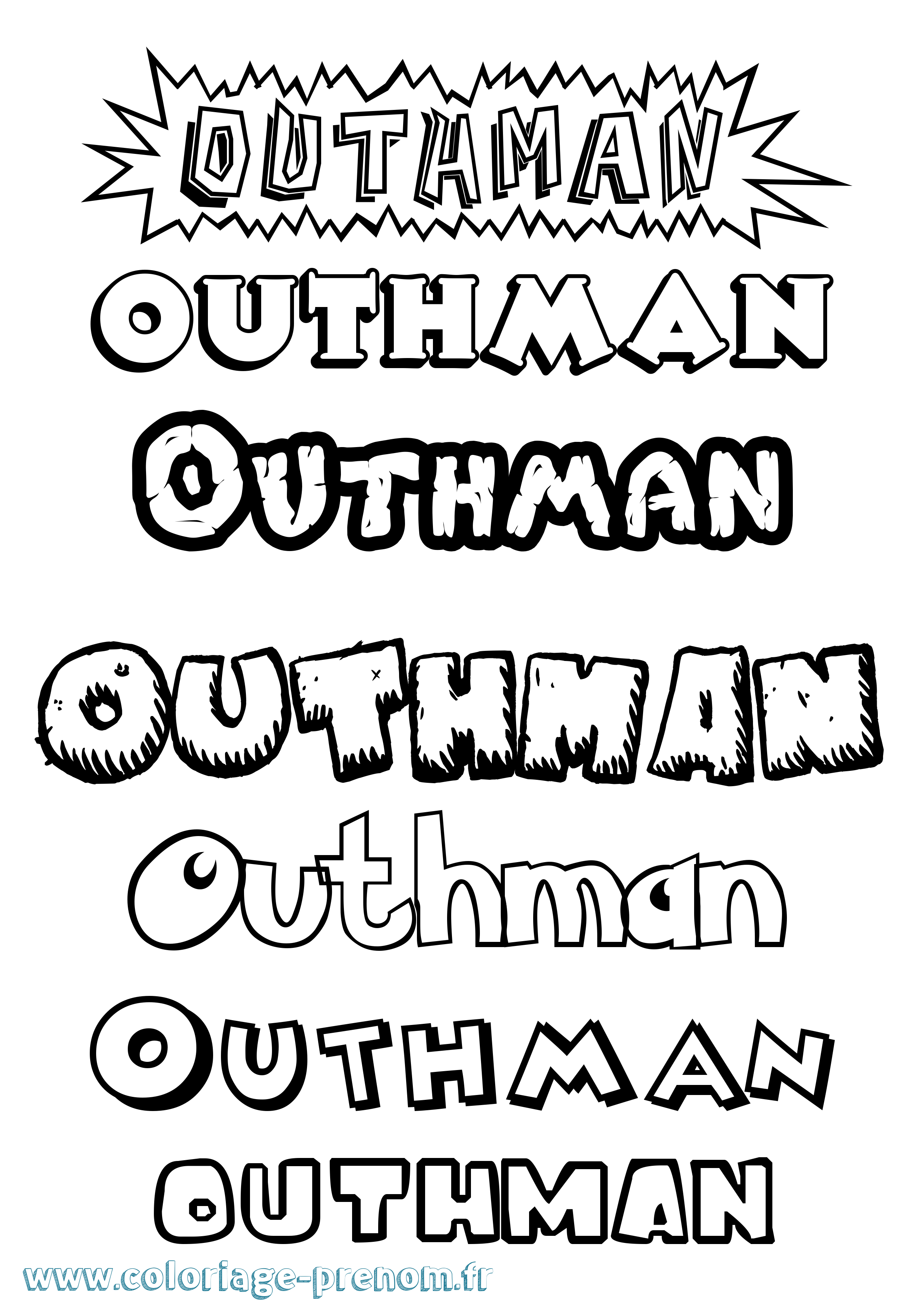 Coloriage Outhman Dessin Animé Coloriage prénom Outhman Dessin Animé