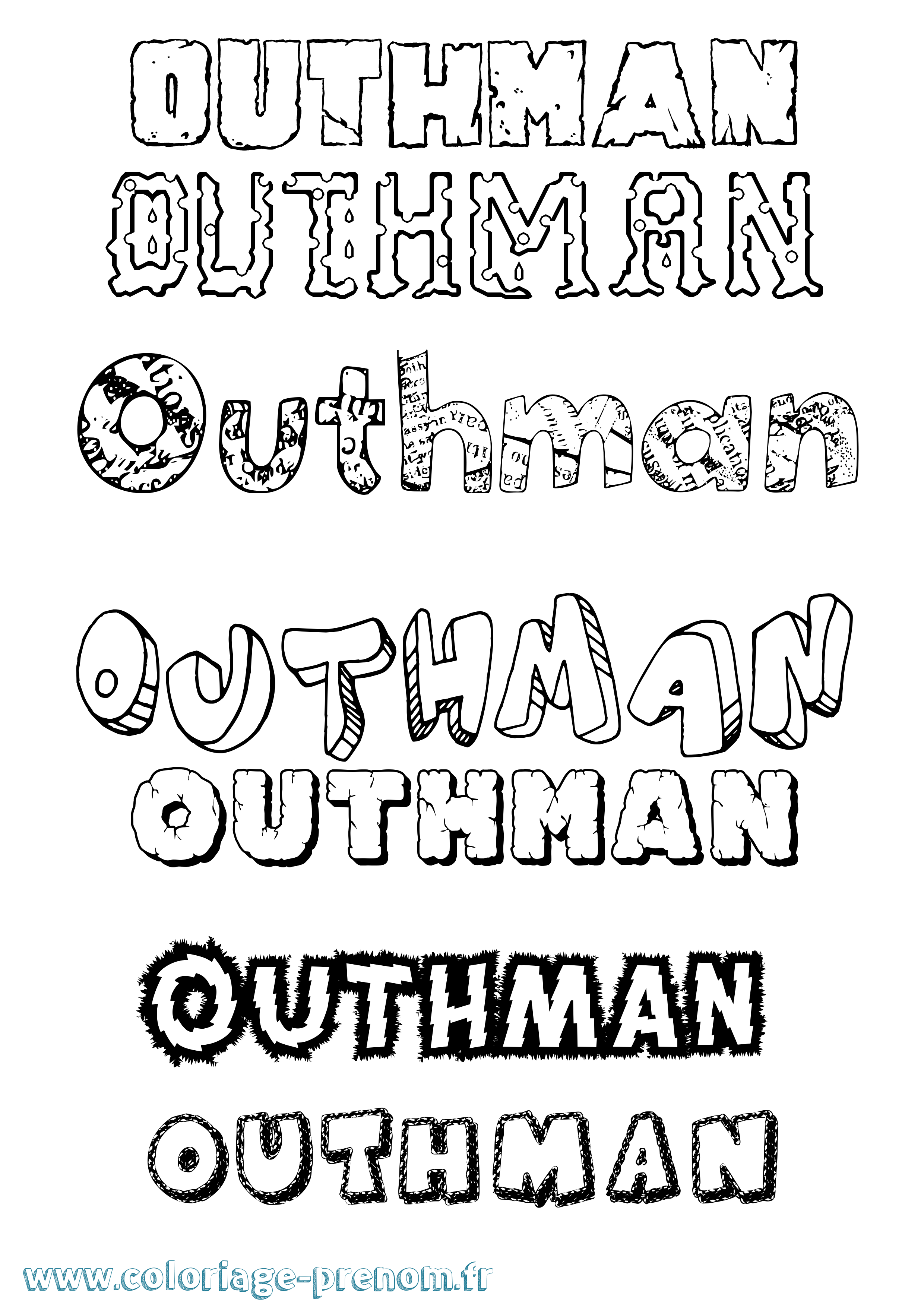 Coloriage Outhman Destructuré Coloriage prénom Outhman Destructuré