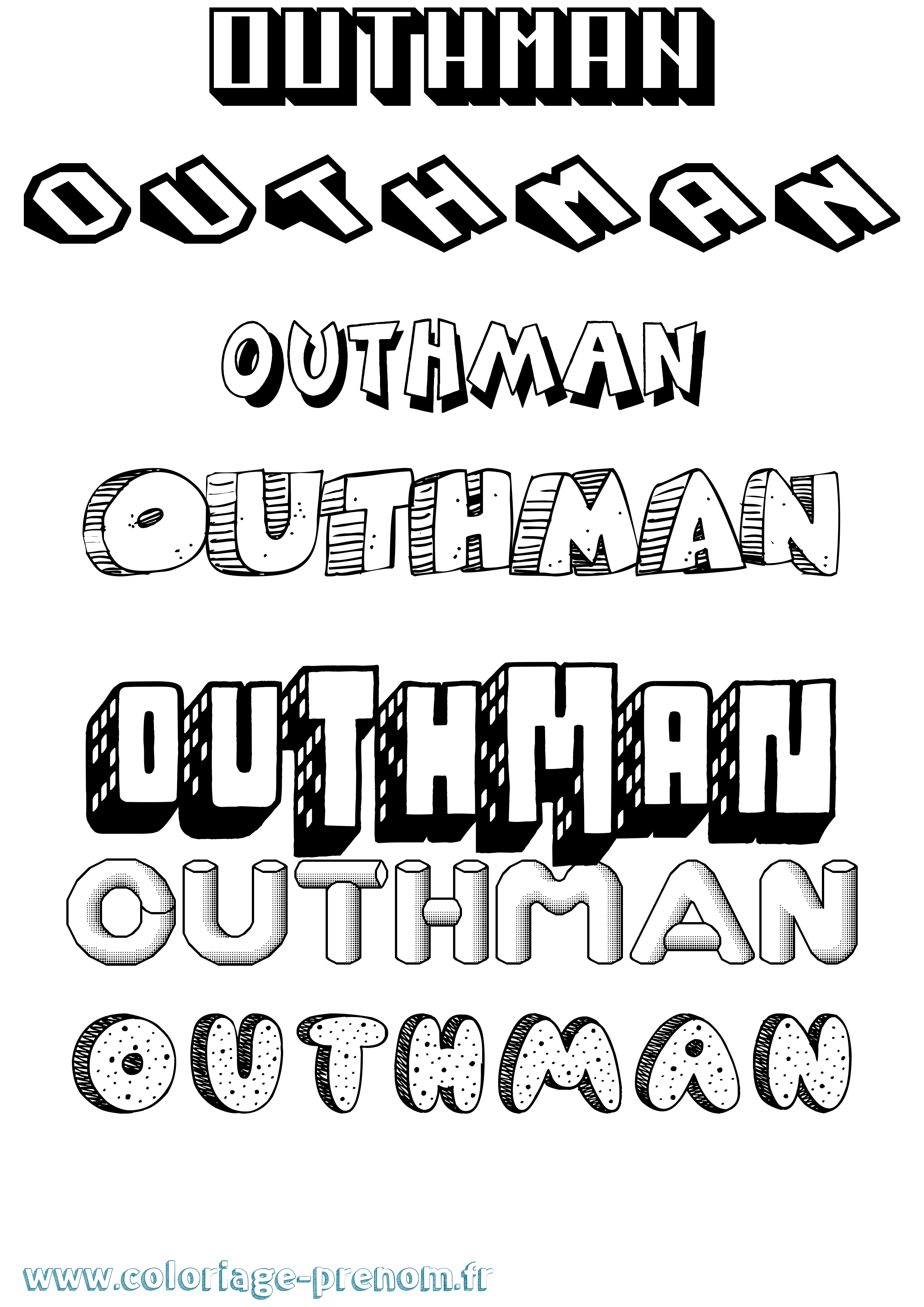 Coloriage Outhman Effet 3D Coloriage prénom Outhman Effet 3D
