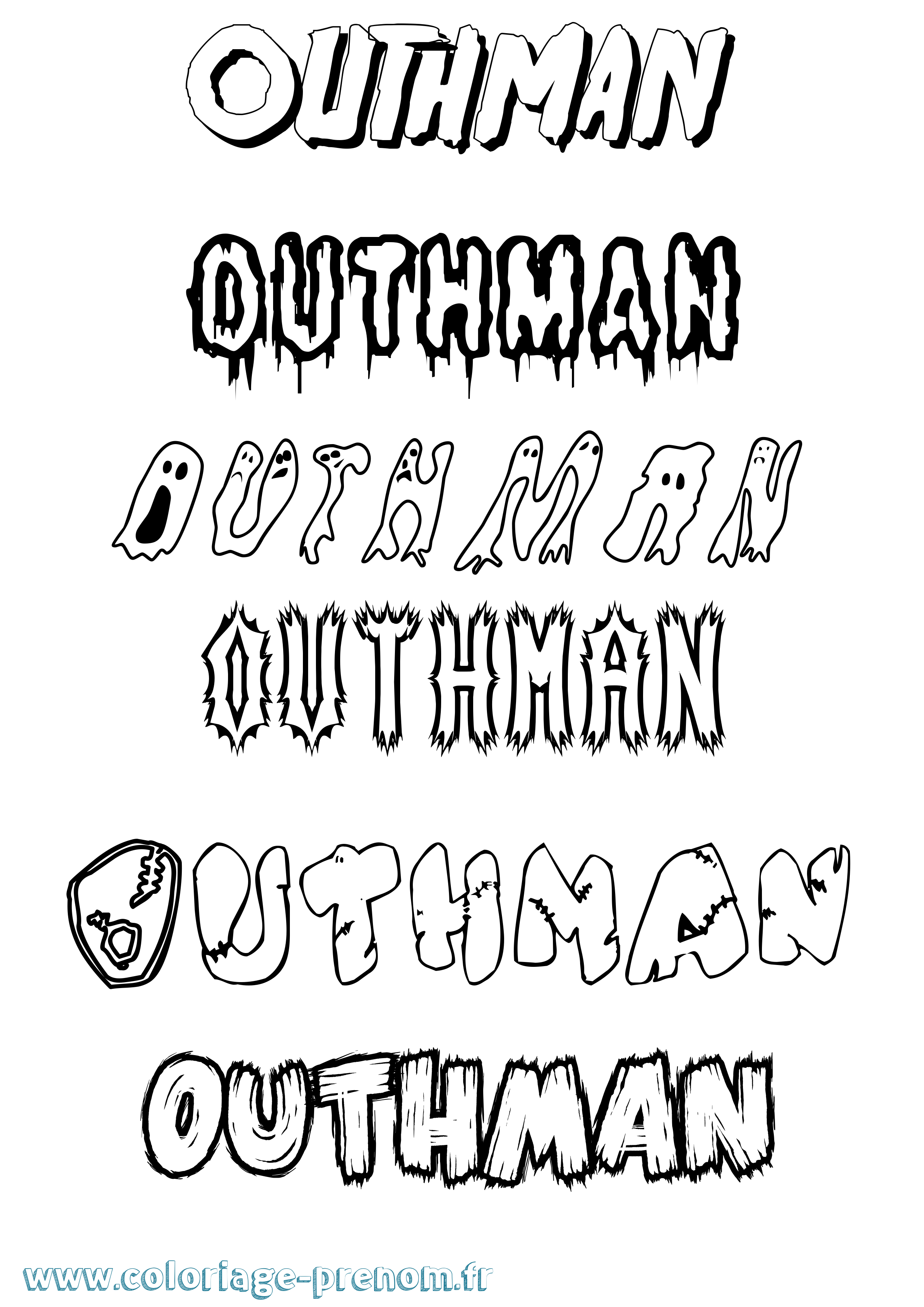 Coloriage prénom Outhman Frisson