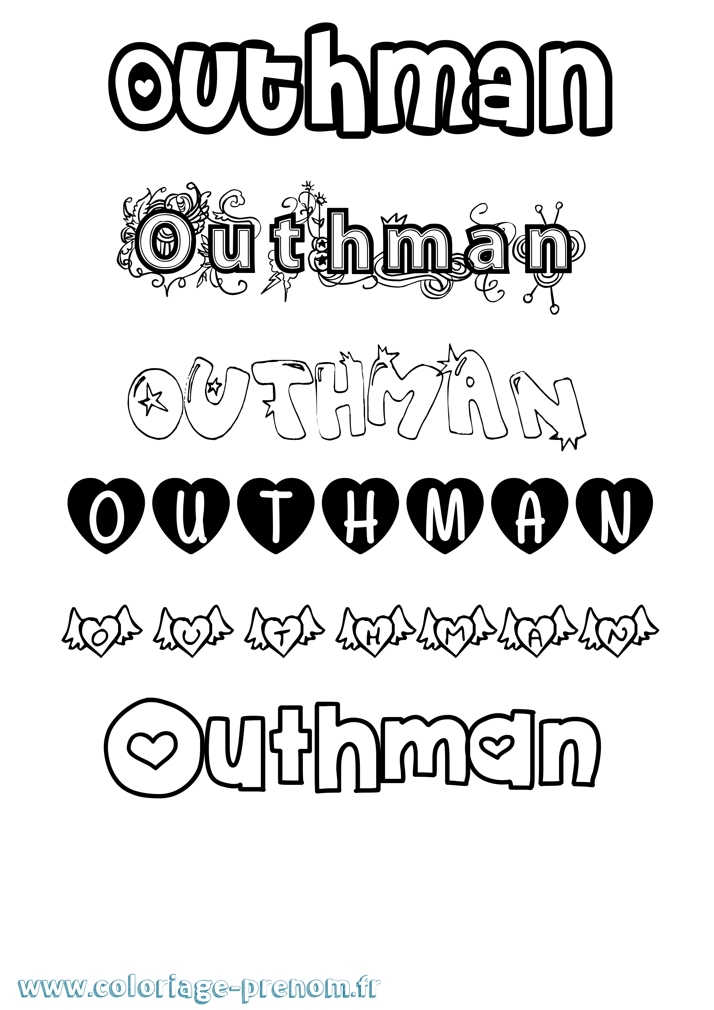 Coloriage Outhman Girly Coloriage prénom Outhman Girly